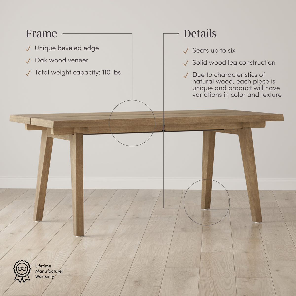 Andy Modern Farmhouse Extendable Dining Table | Nathan James