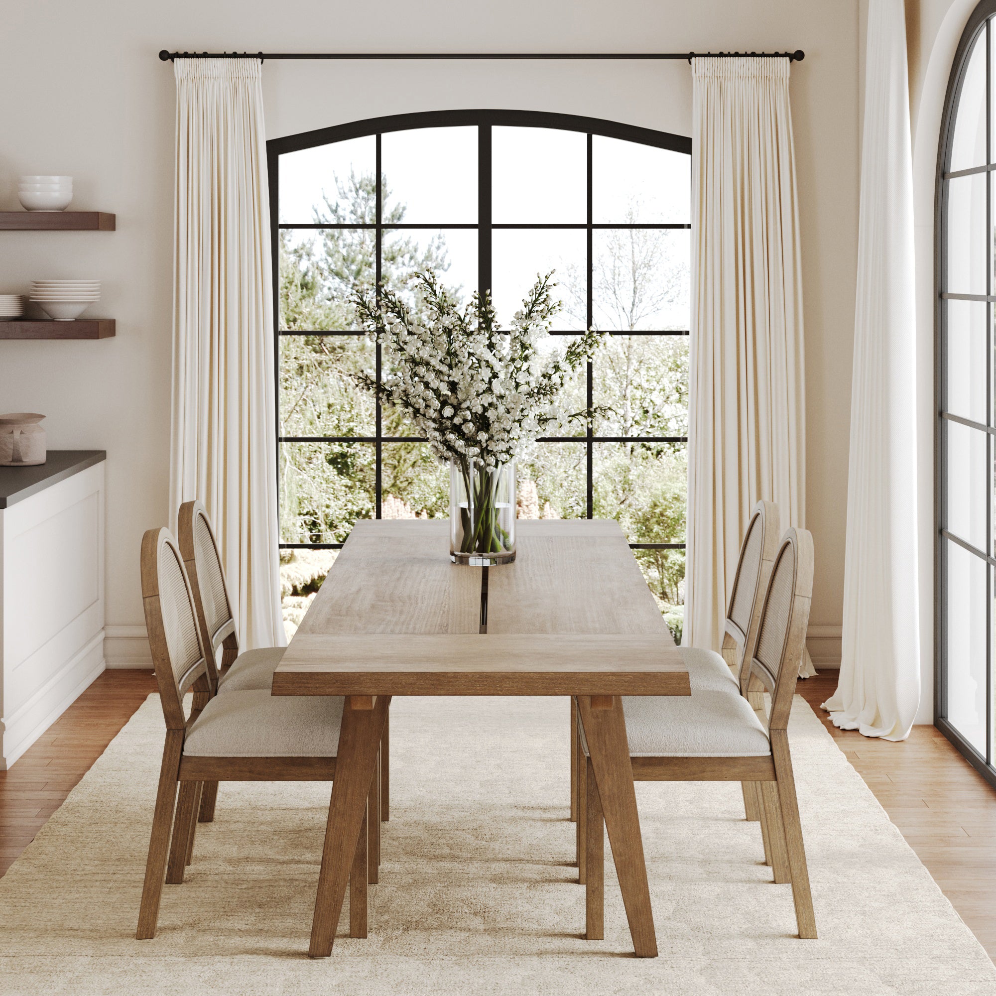 Extendable Boho Rattan Dining Table Set