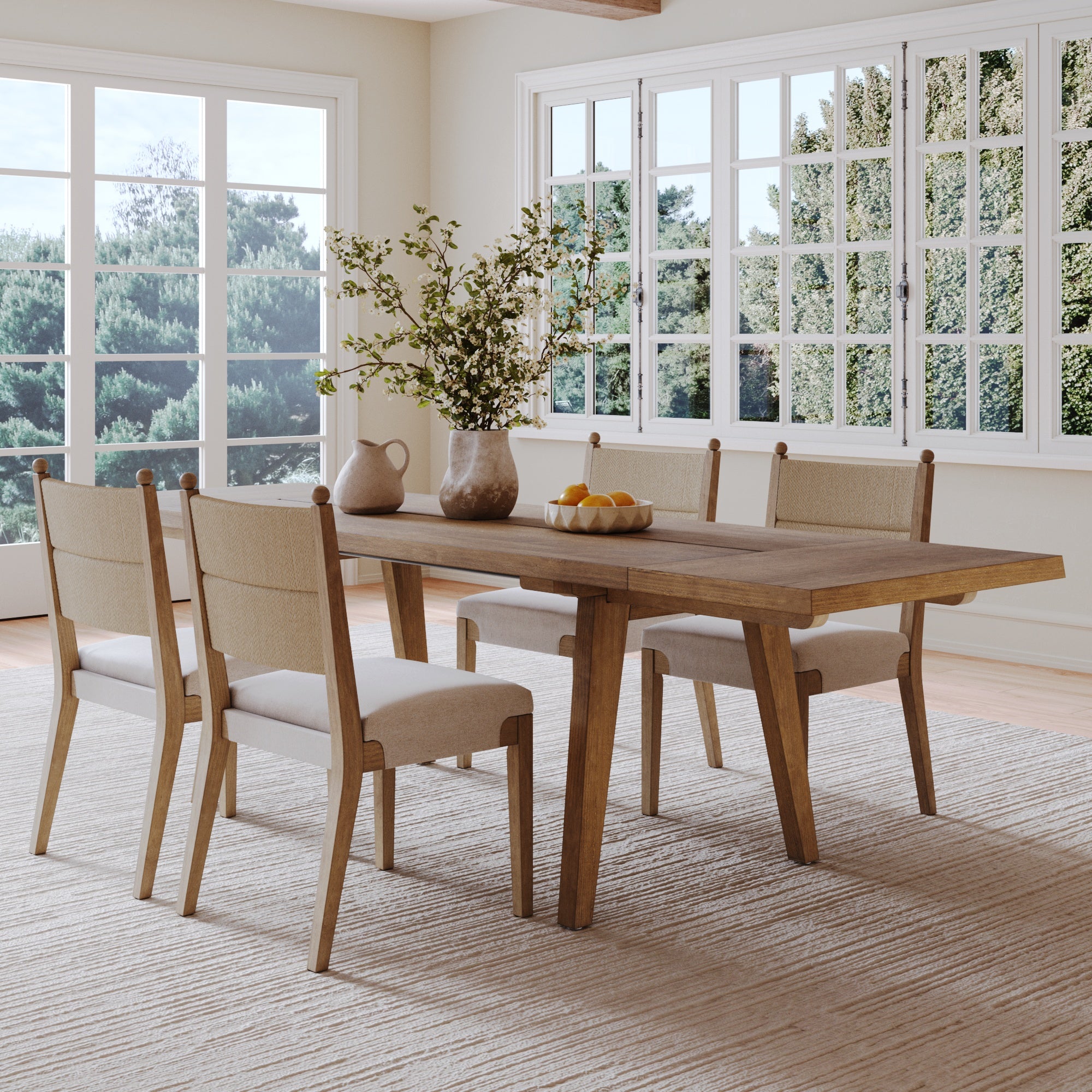 Extendable Bohemian Seagrass Dining Table Set - Thumbnail 4