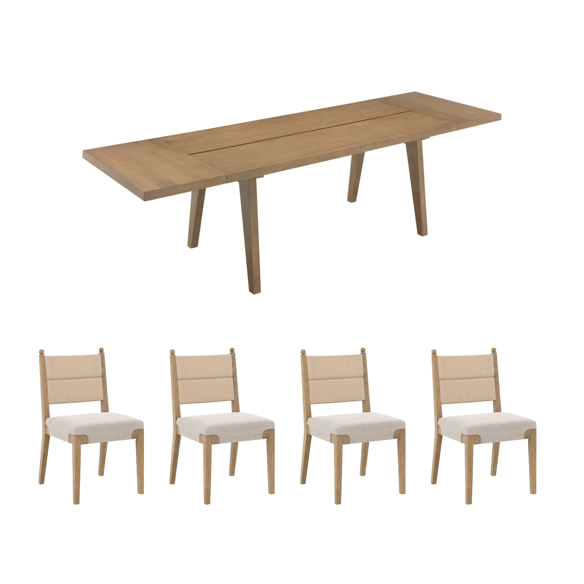 Extendable Bohemian Seagrass Dining Table Set - Thumbnail 2