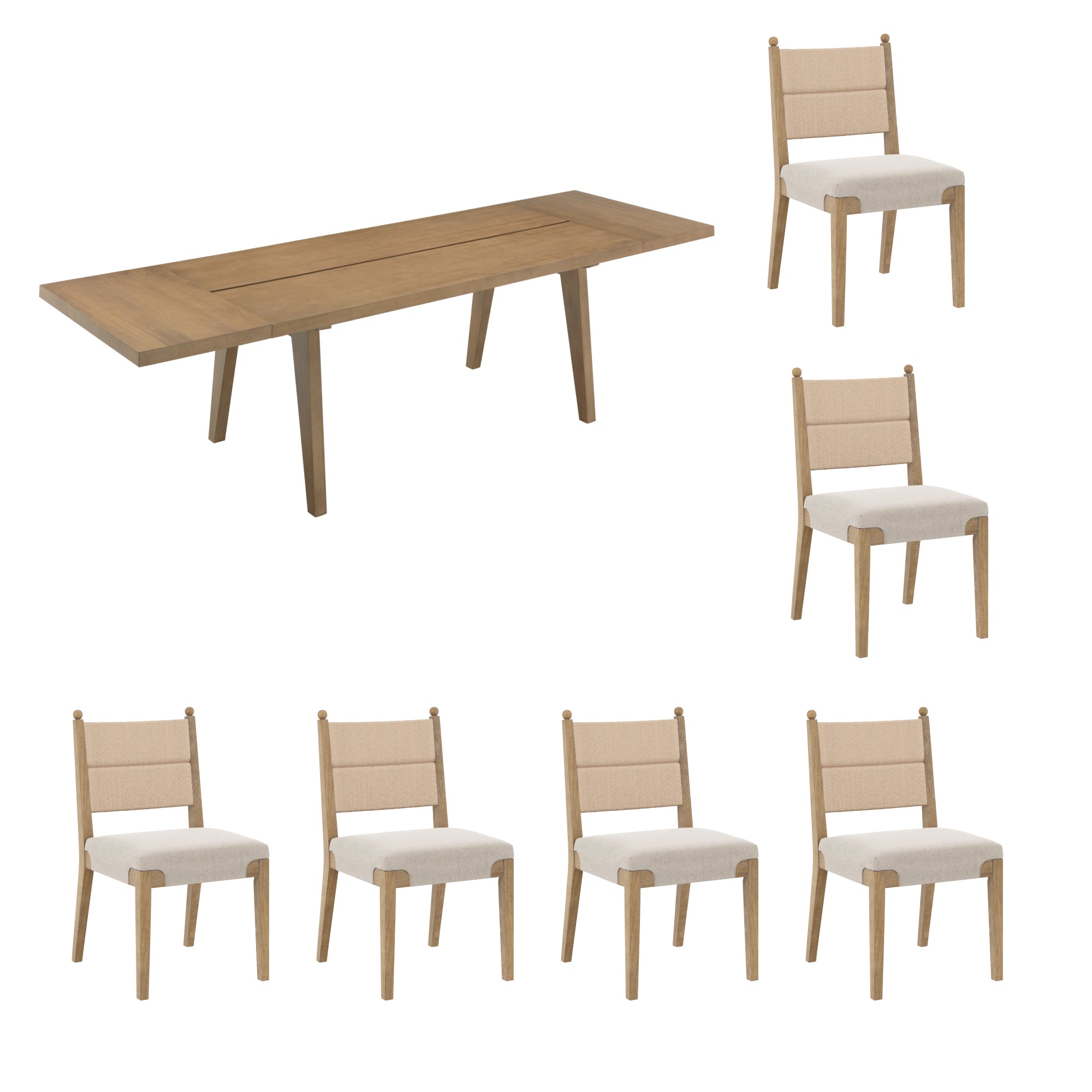 Extendable Bohemian Seagrass Dining Table Set - Thumbnail 3