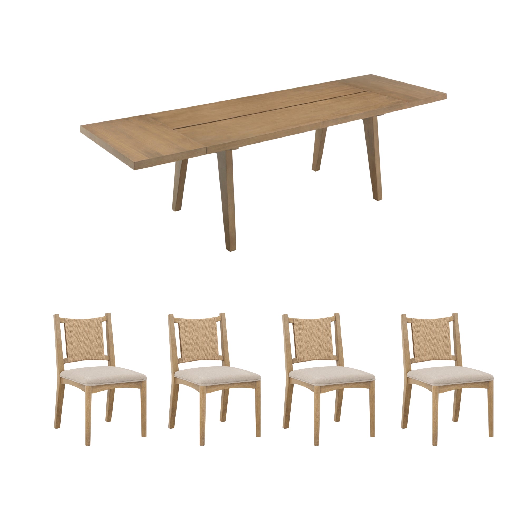 Extendable Flax Dining Table Set - Thumbnail 2