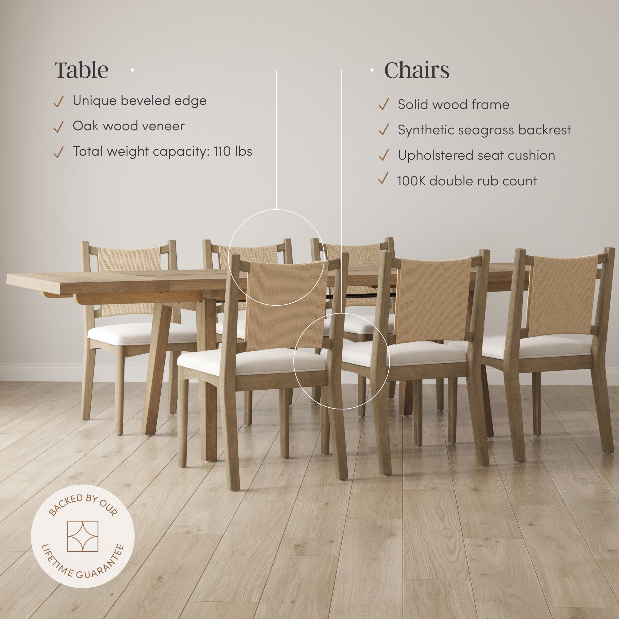 Andy Dining Set Wood Flax Set of 6 | Nathan James