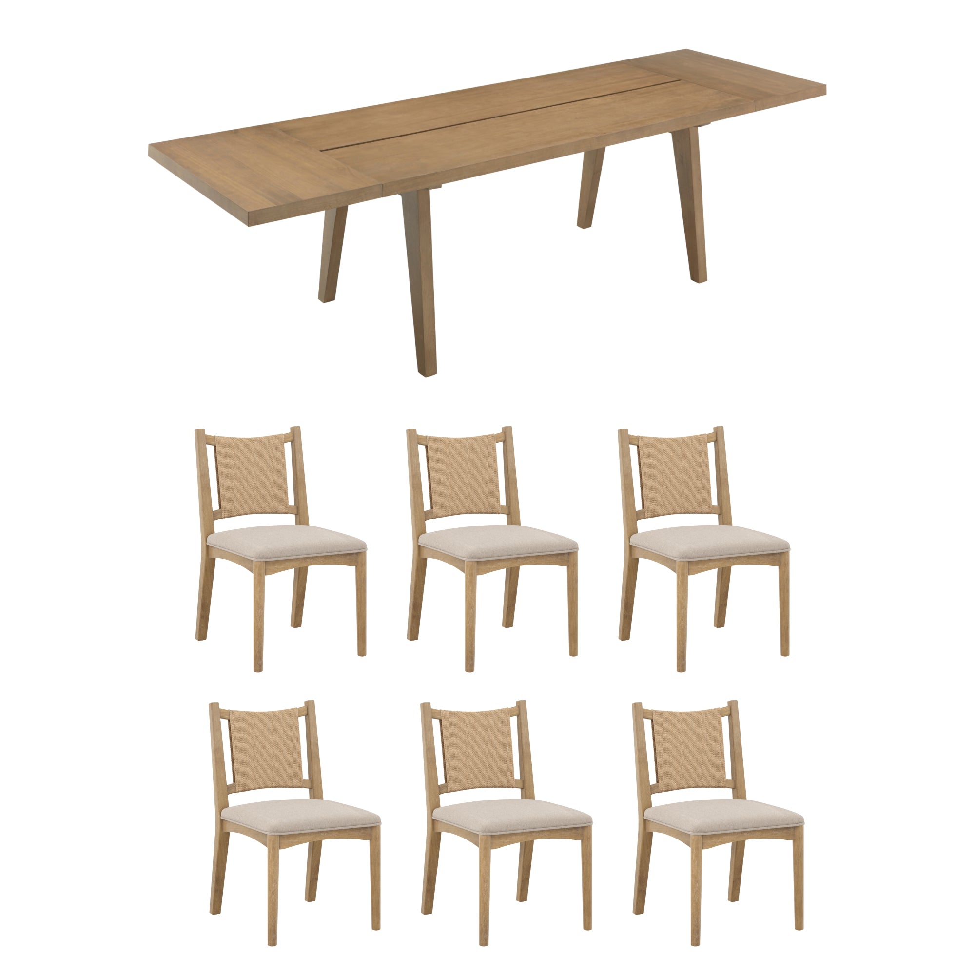 Andy Extendable Dining Table Set with 6 Elodia Chairs - Thumbnail 2
