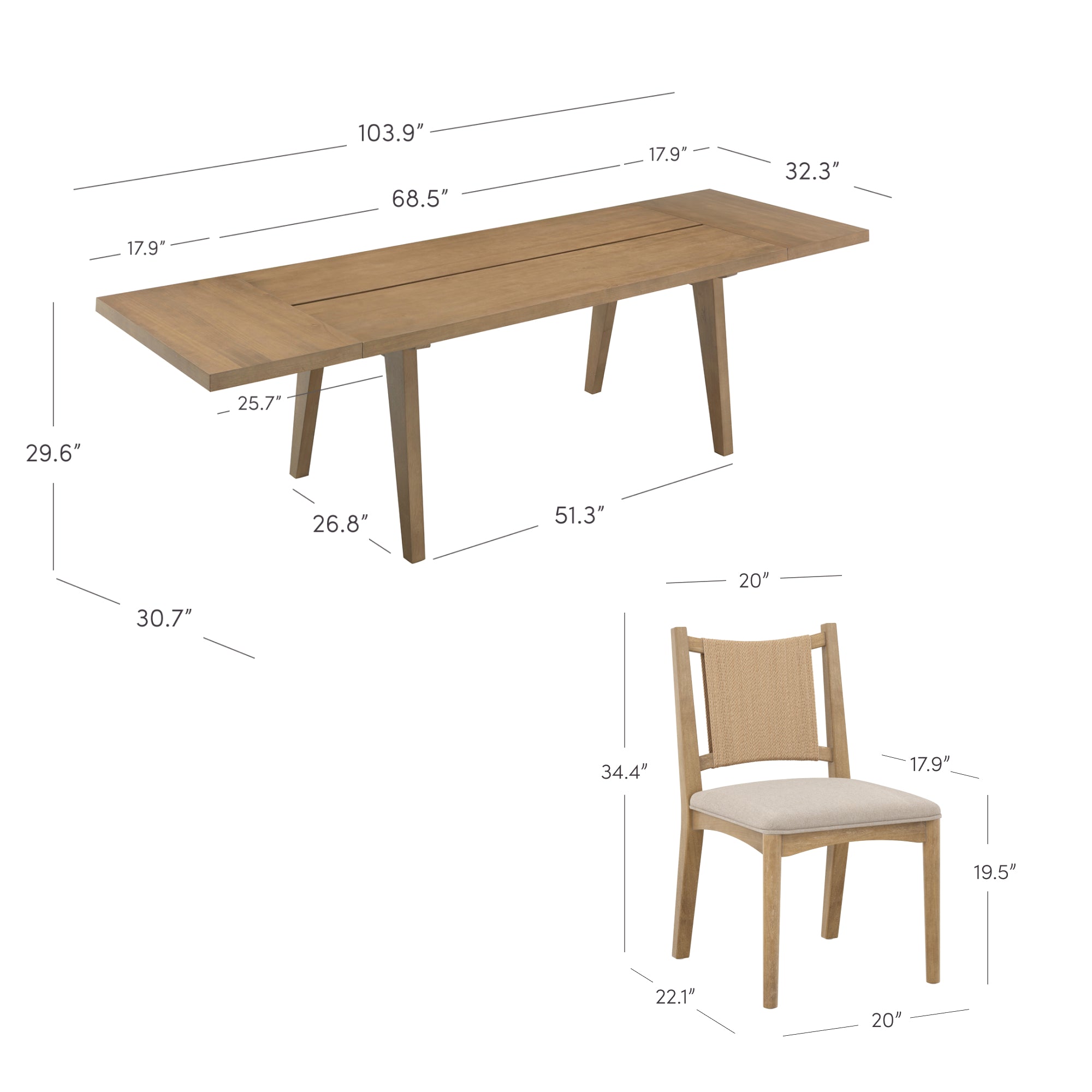 Andy Dining Set Bohemian Wood 8 Chairs | Nathan James