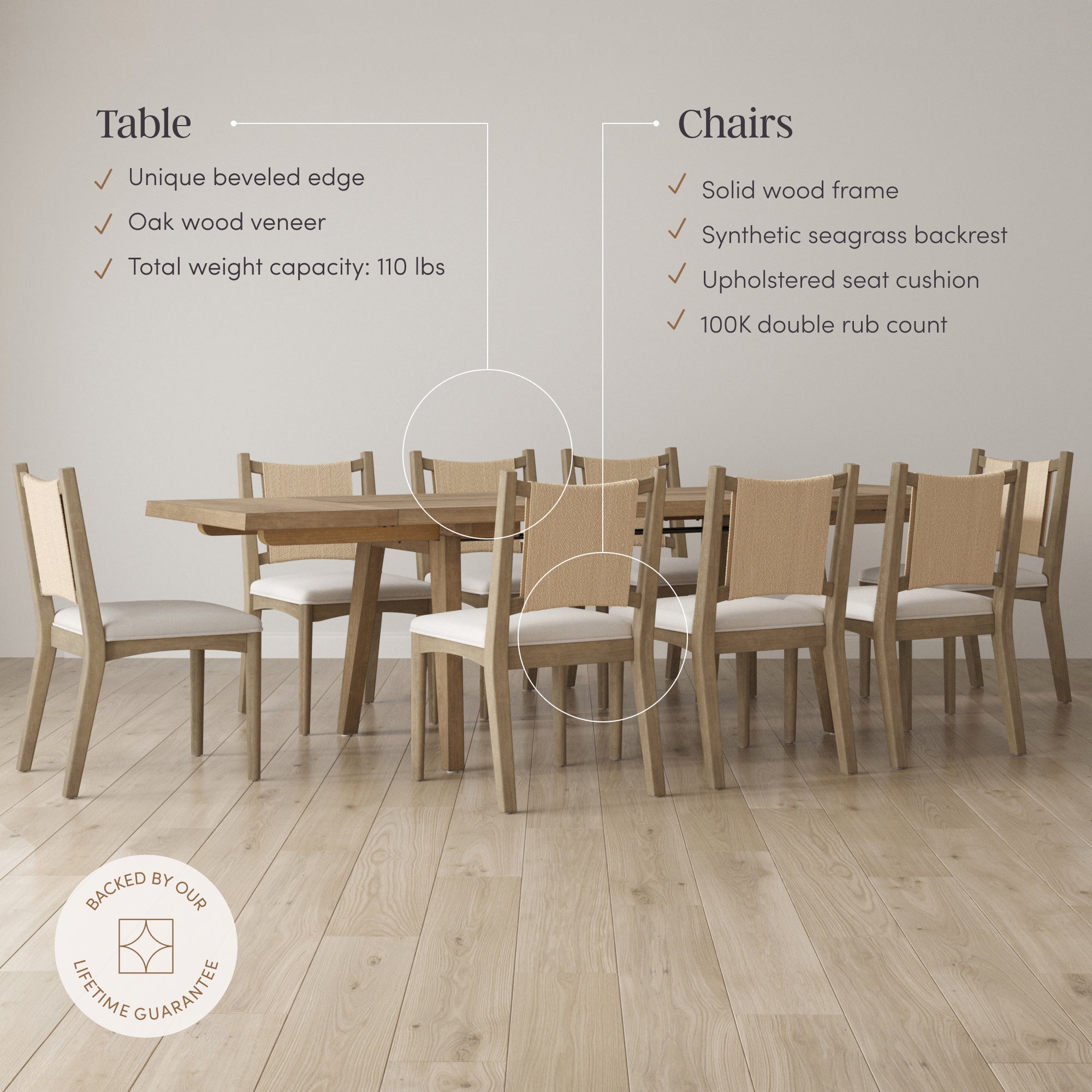 Bohemian Wooden Dining Table Set (8 Chairs) - Nathan James