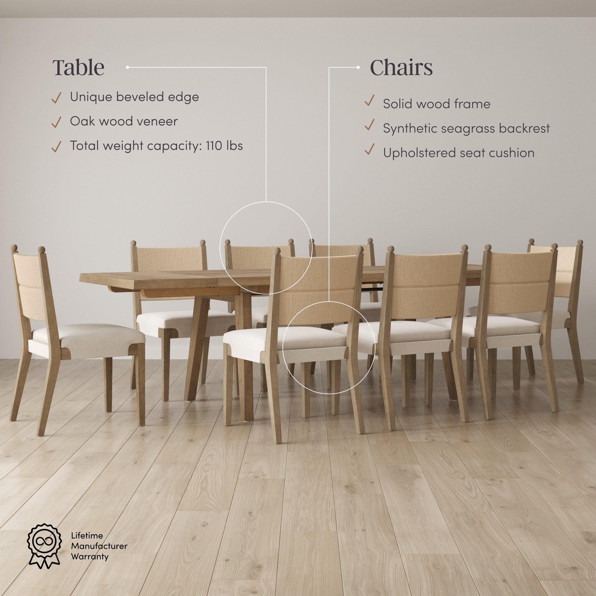 Andy Dining Set Seagrass 8 Chair Set | Nathan James