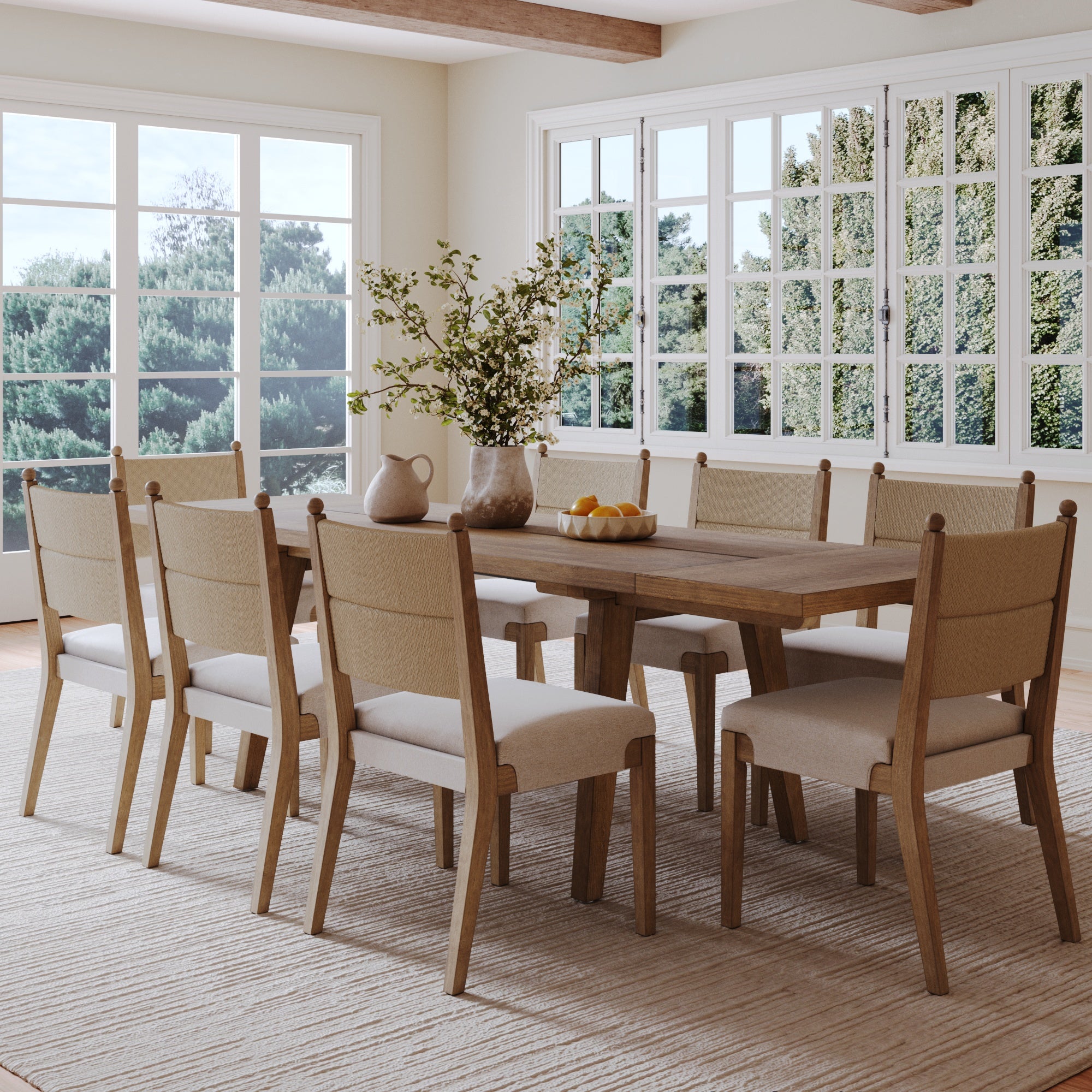 Boho Seagrass Dining Table Set (8 Chairs)