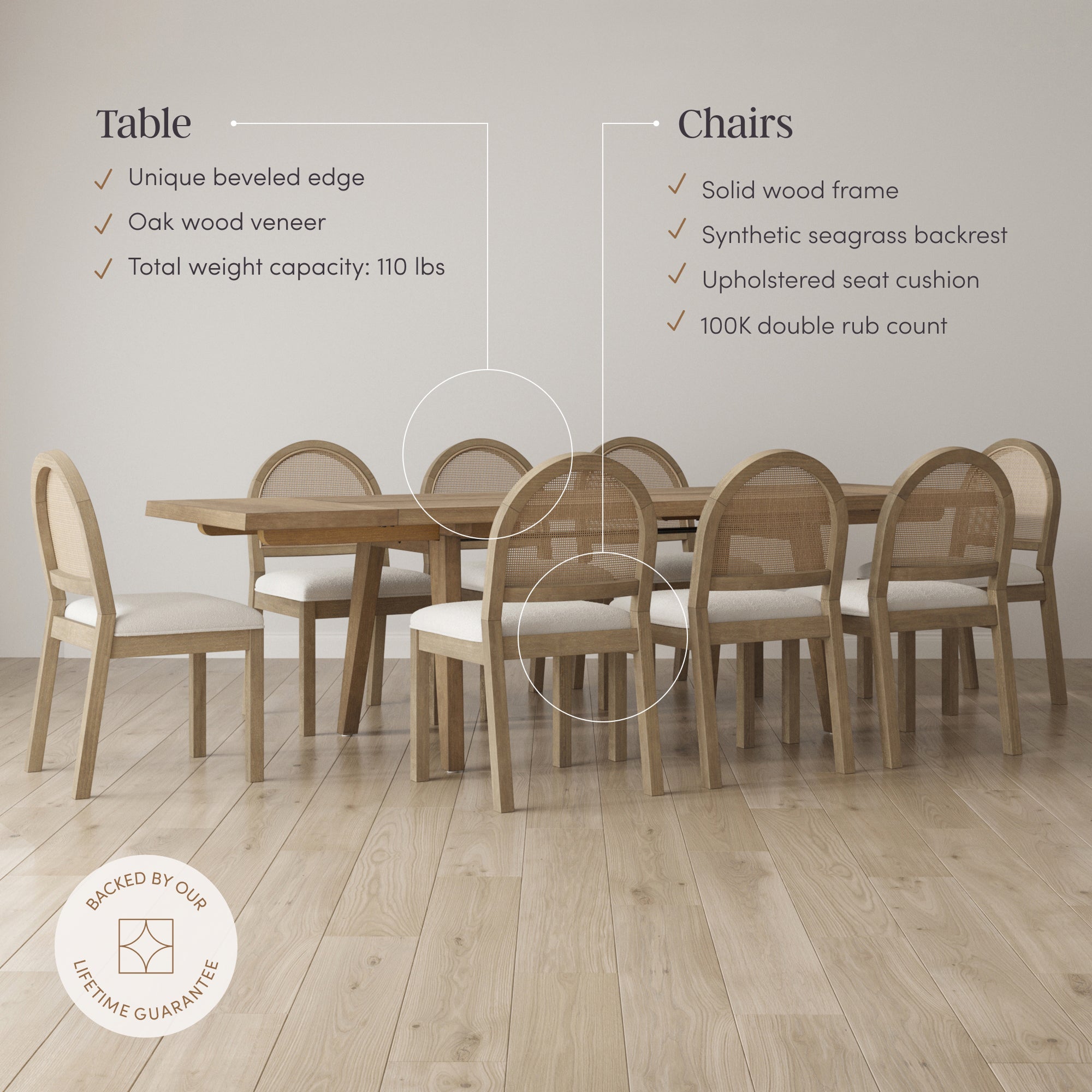 Andy Dining Set Natural Rattan 8 Chairs | Nathan James