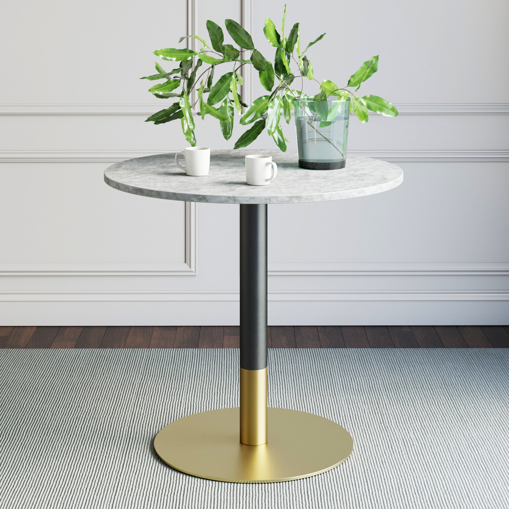 Faux Marble & Metal Bistro Dining Table Gold