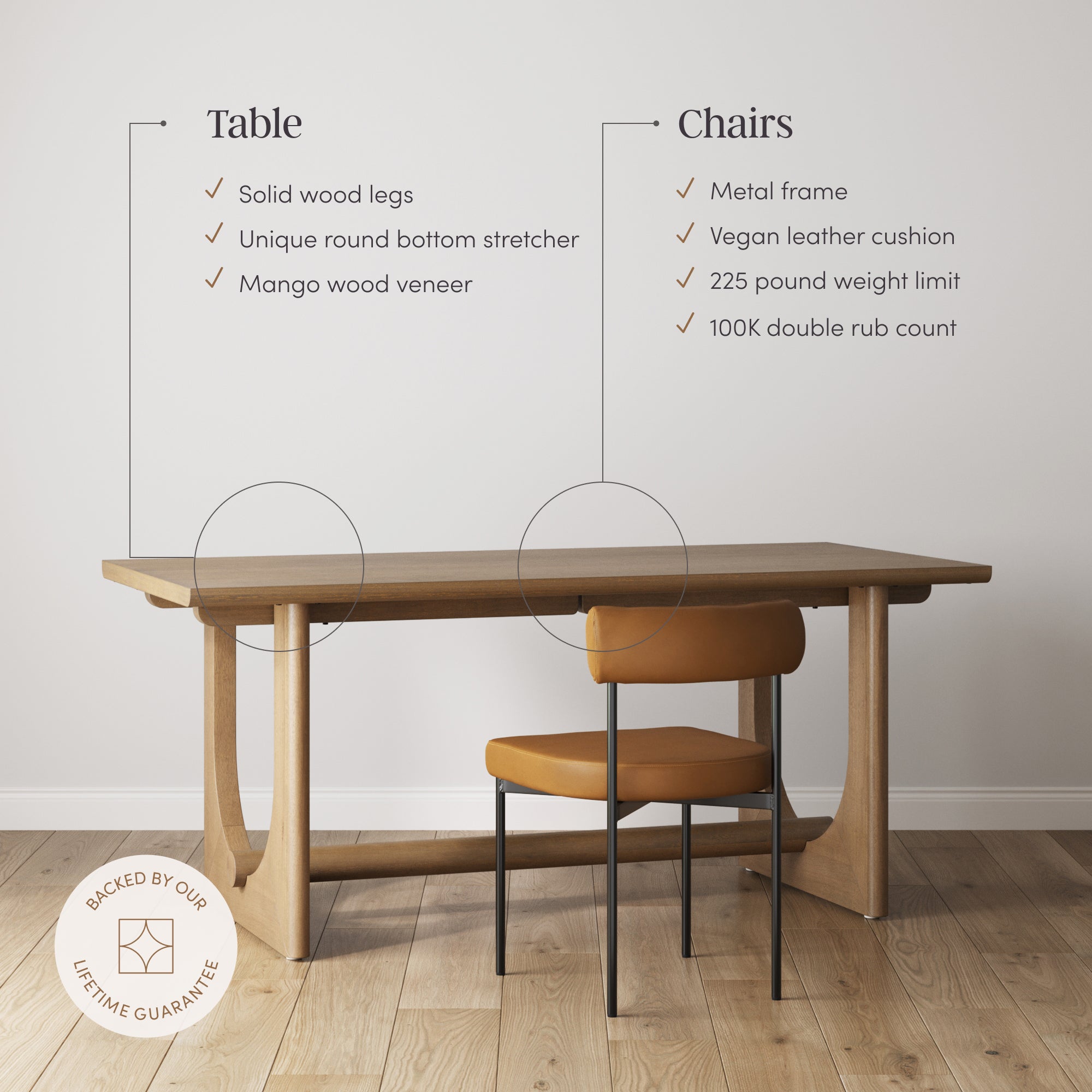 Mid-Century Faux Leather Dining Room Set for 4 (4 Chairs) - Nathan James