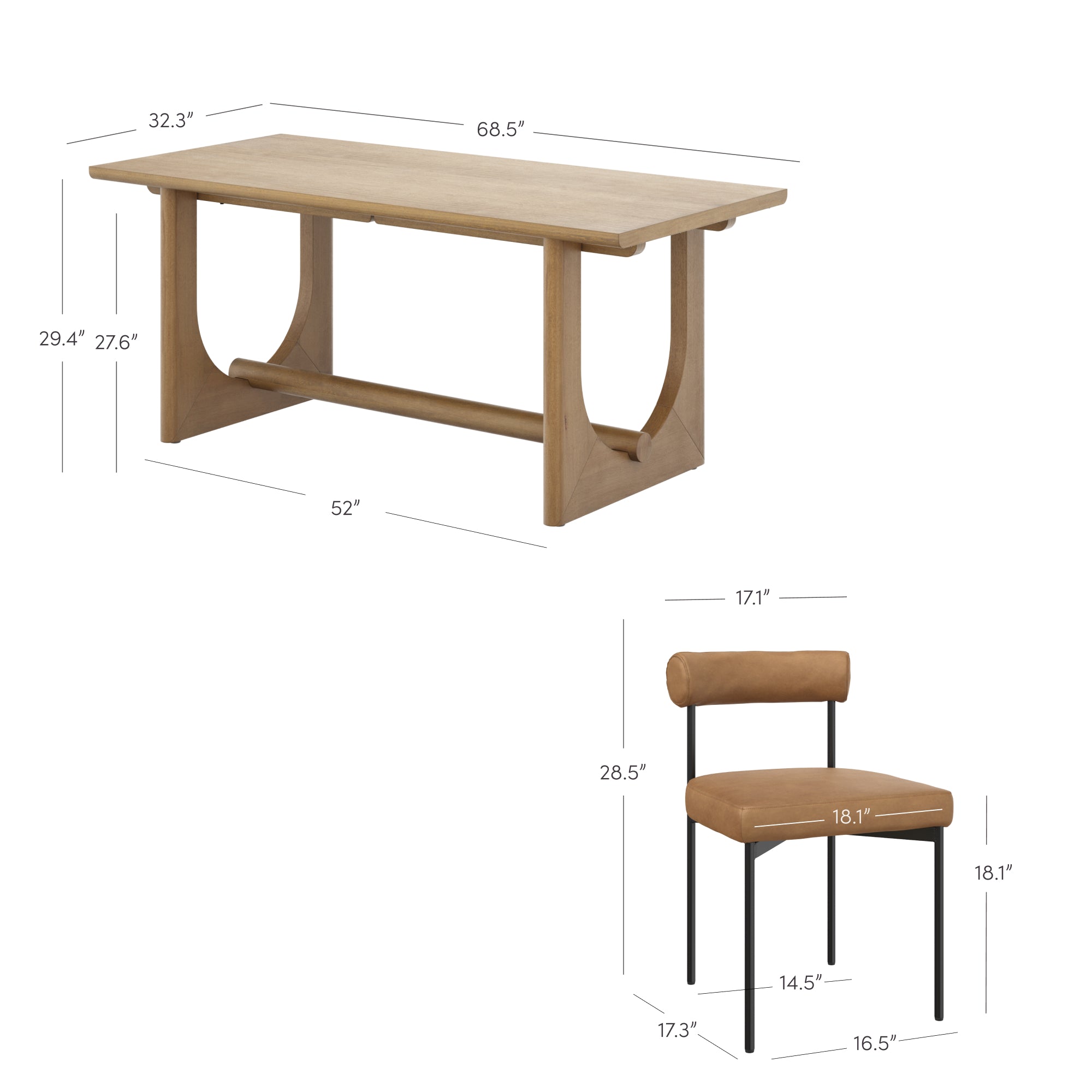 Mid-Century Faux Leather Dining Room Set - Thumbnail 4