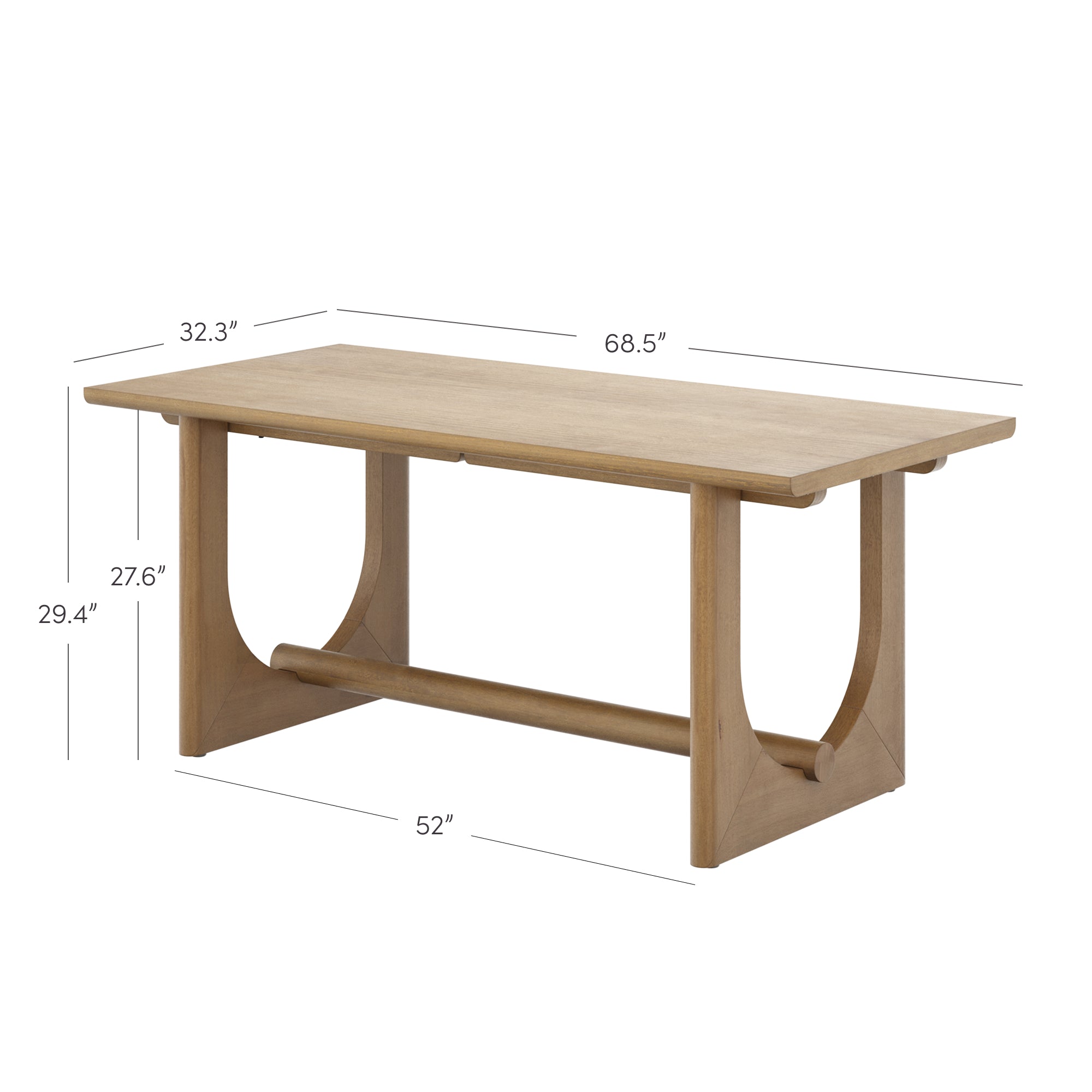 Wood Dining Table for 6 with U-Shaped Legs - Thumbnail 3