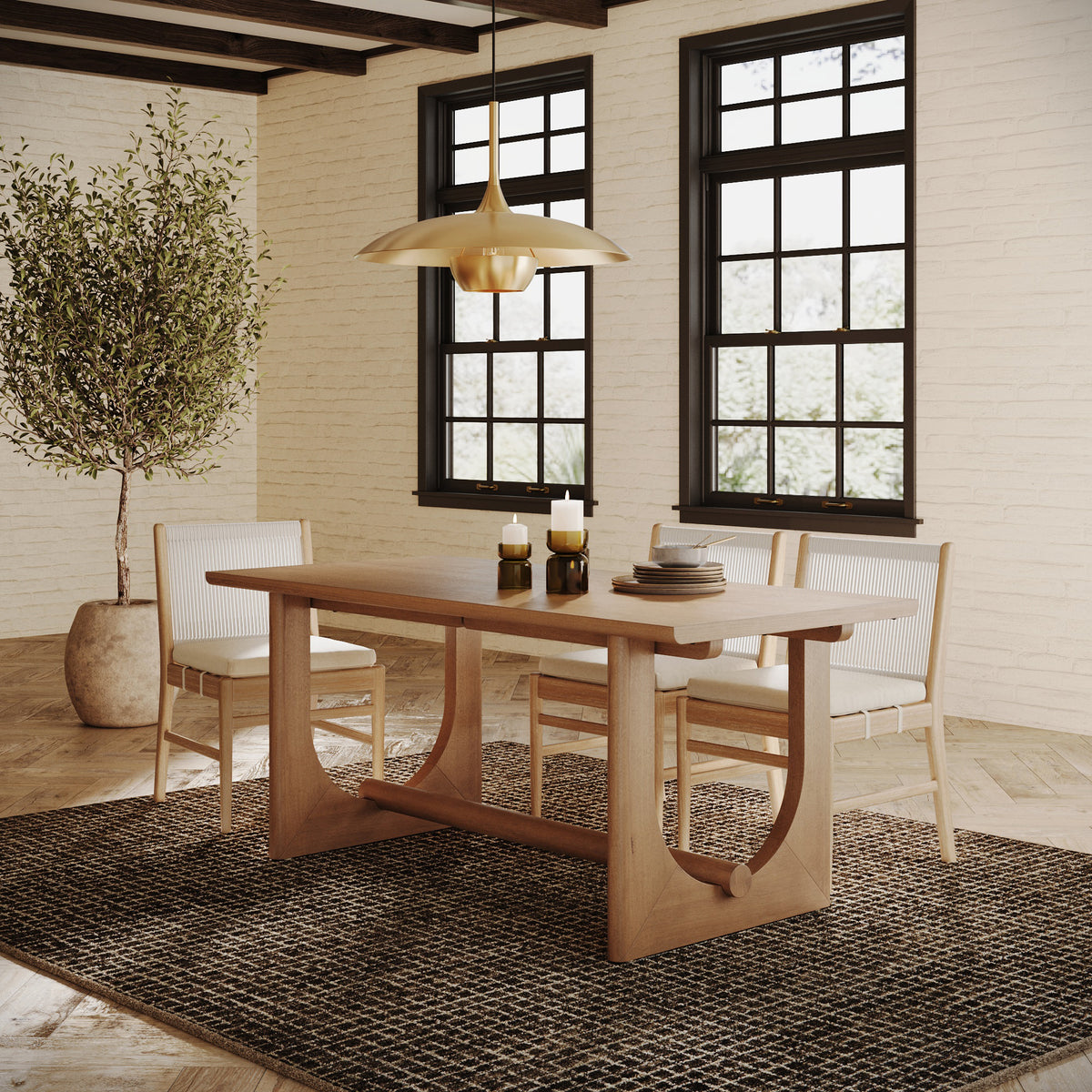 Mid-Century Extendable Wood Dining Table for 6 Light Brown