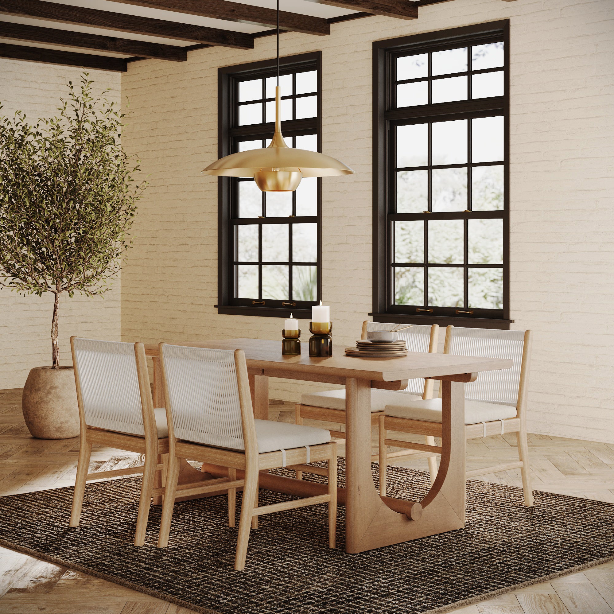 Wood Dining Table for 6 with U-Shaped Legs - Thumbnail 2