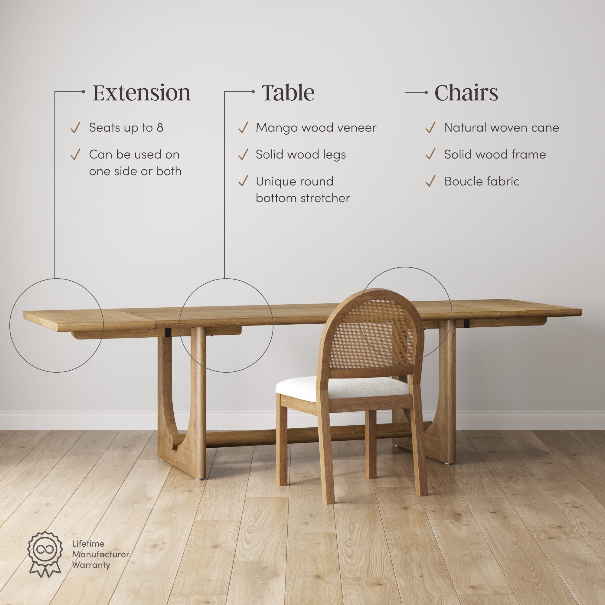 Solace Extendable Dining Table Set - Thumbnail 3