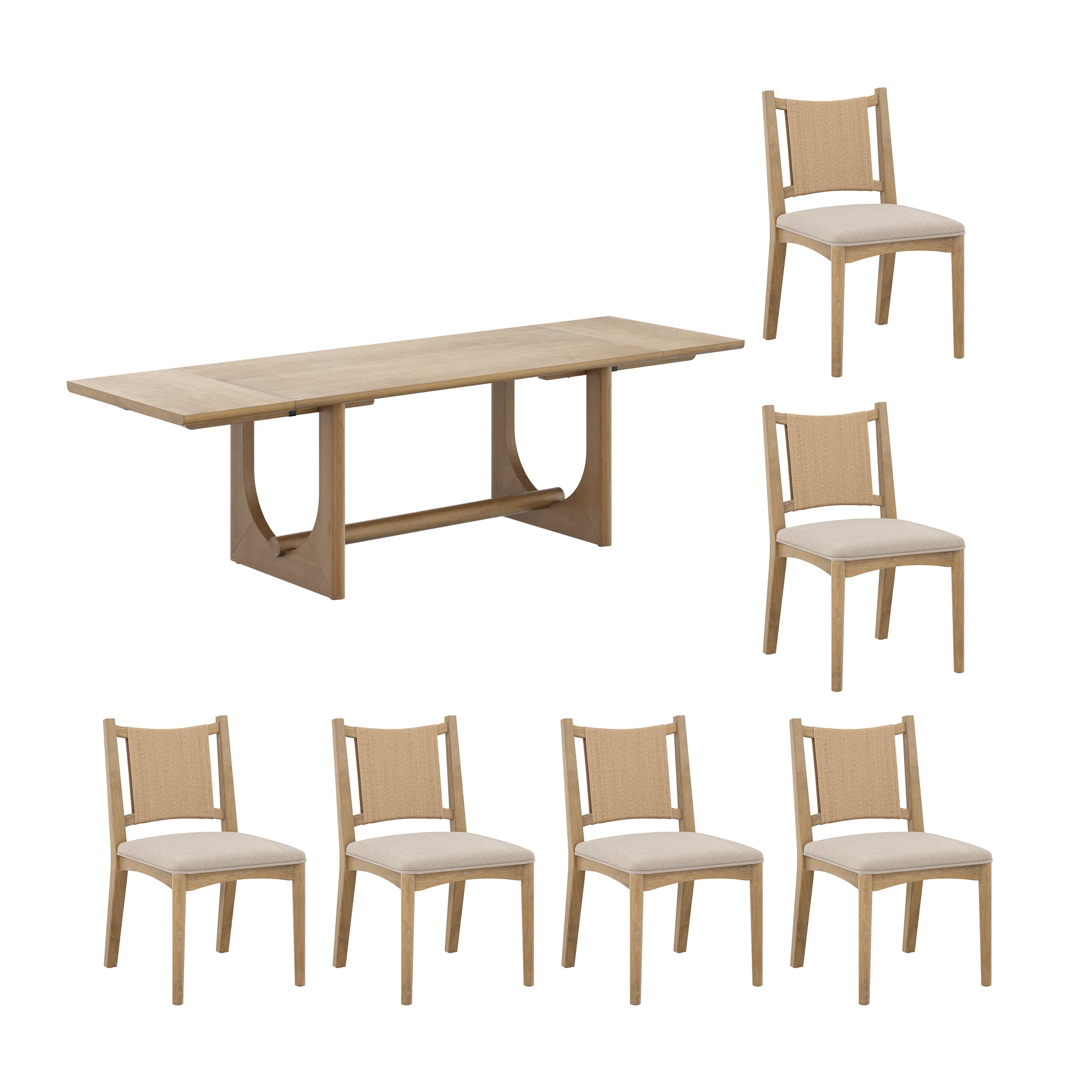 Mid-Century Flax Dining Table Set - Thumbnail 5