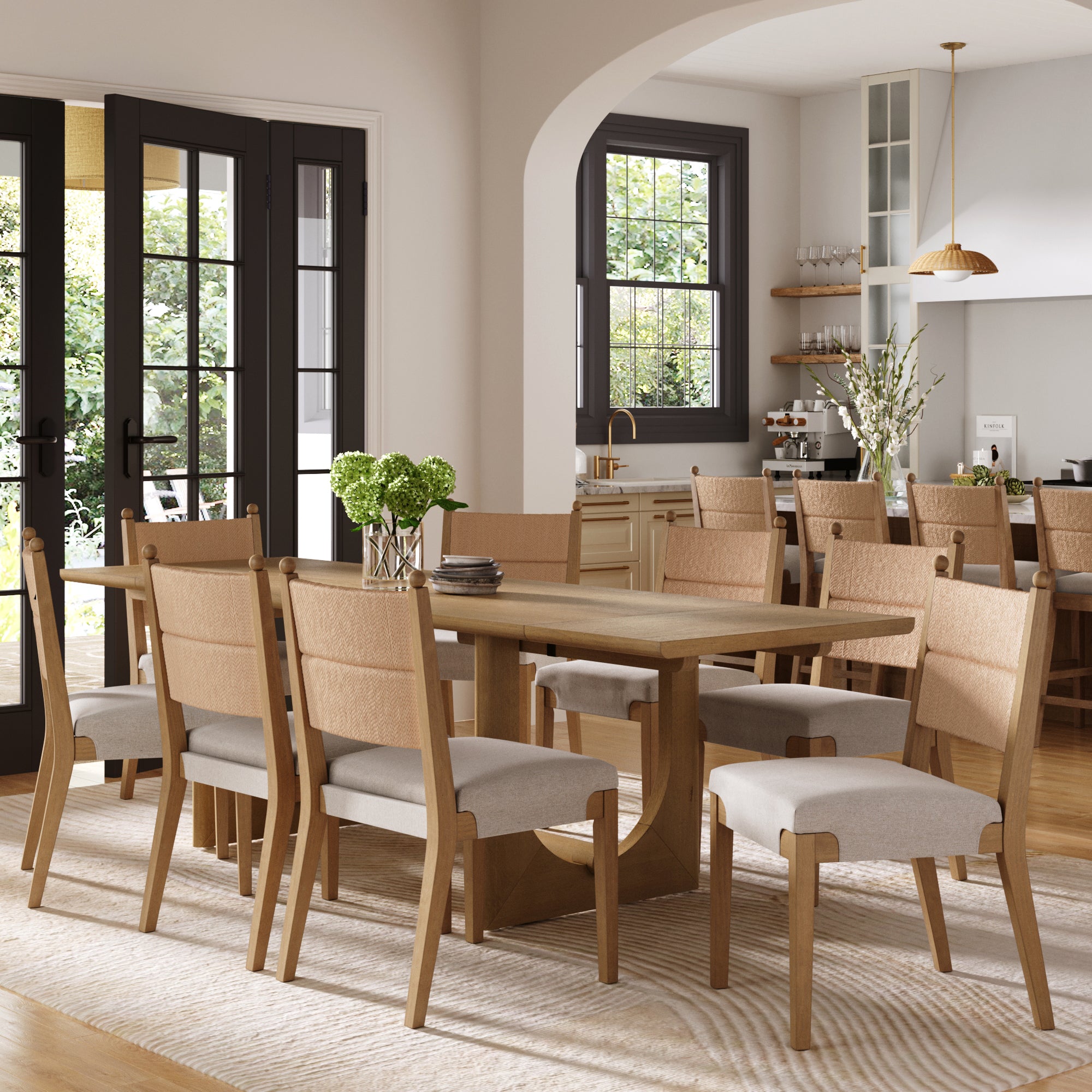 Mid-Century Seagrass Dining Table Set - Thumbnail 5