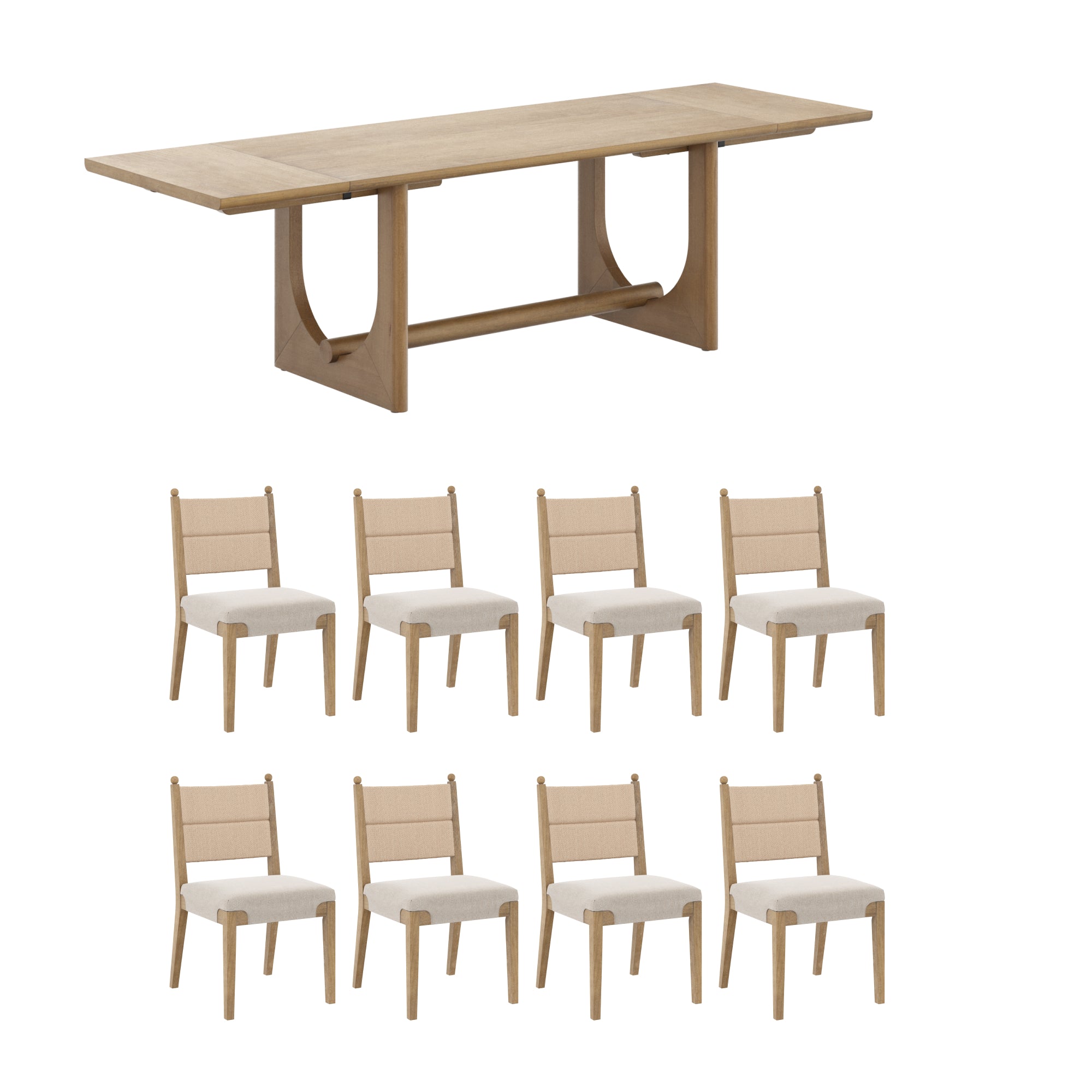Mid-Century Seagrass Dining Table Set - Thumbnail 3