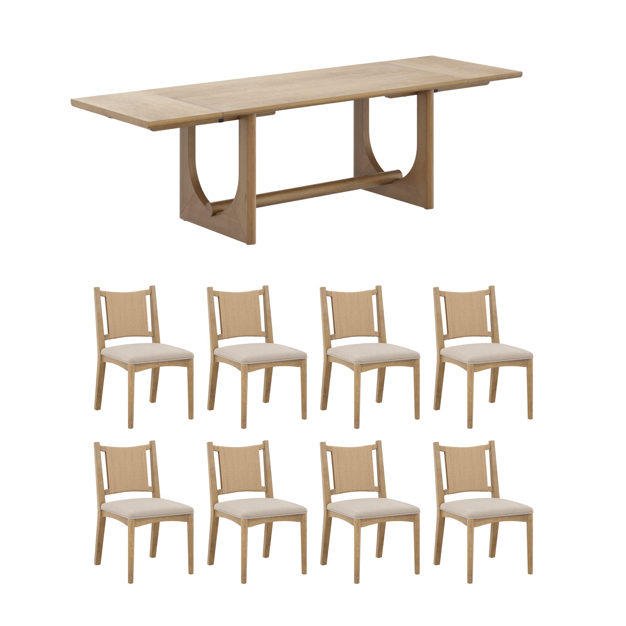 Mid-Century Flax Dining Table Set - Thumbnail 3