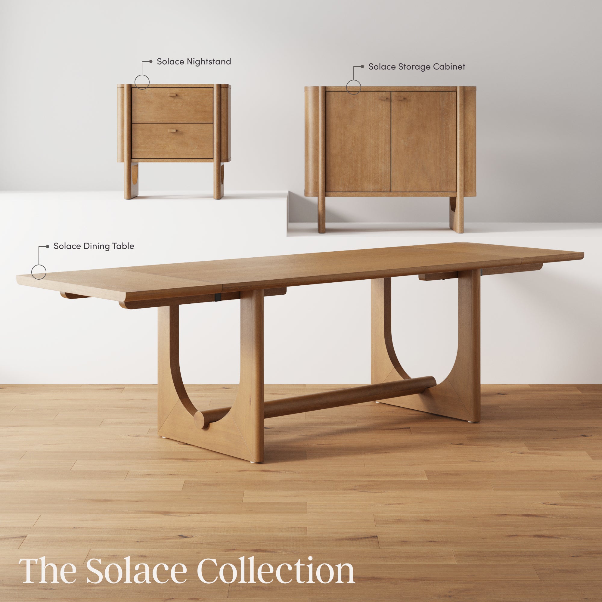 ダイニングテーブル James Greer GZMR Retro Style Dining Table Set Natural Wood Wash Contemporary