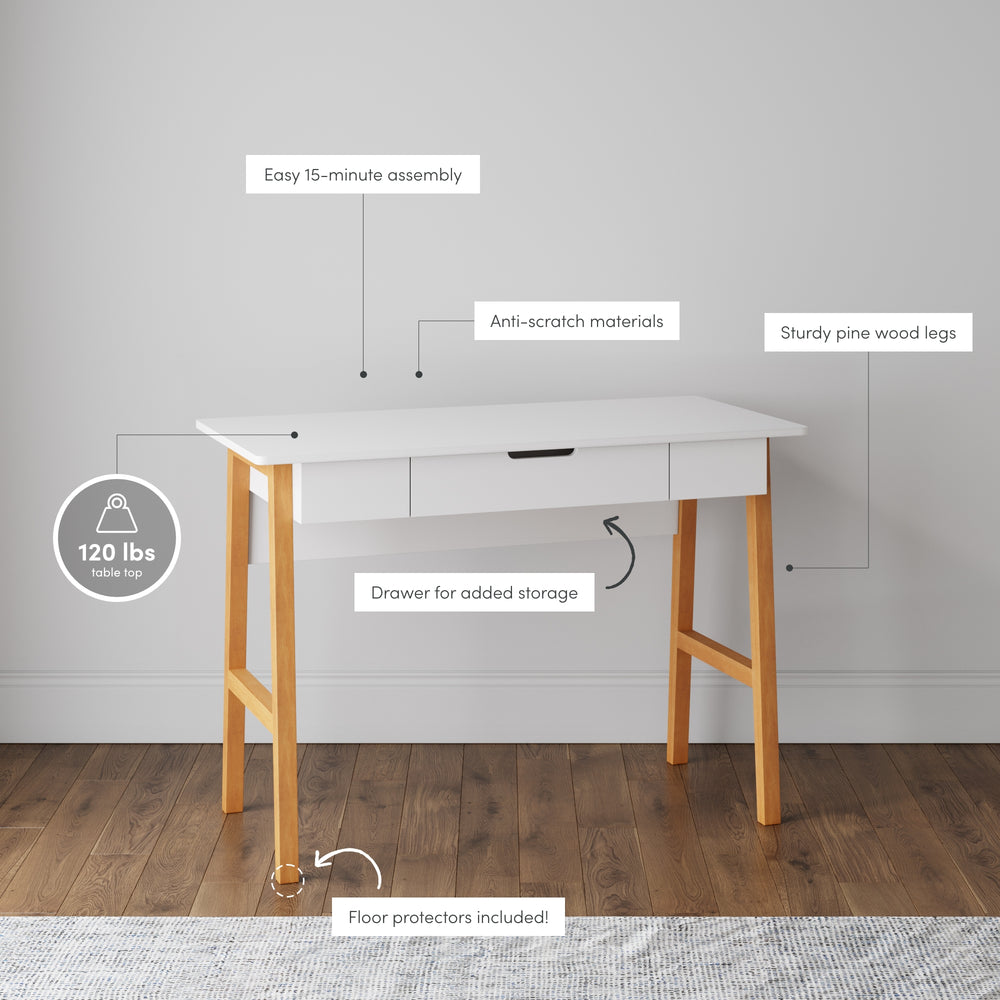 Telos MidCentury Office Writing White Computer Desk Nathan James