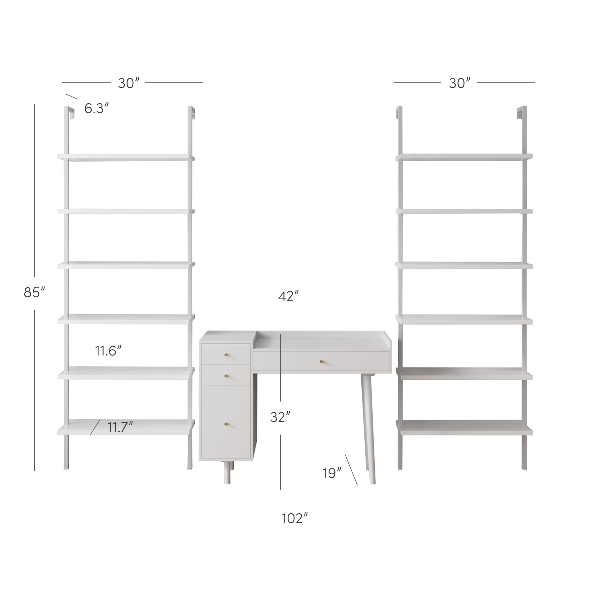 Mid-Century Modern White Wall Desk - Thumbnail 3