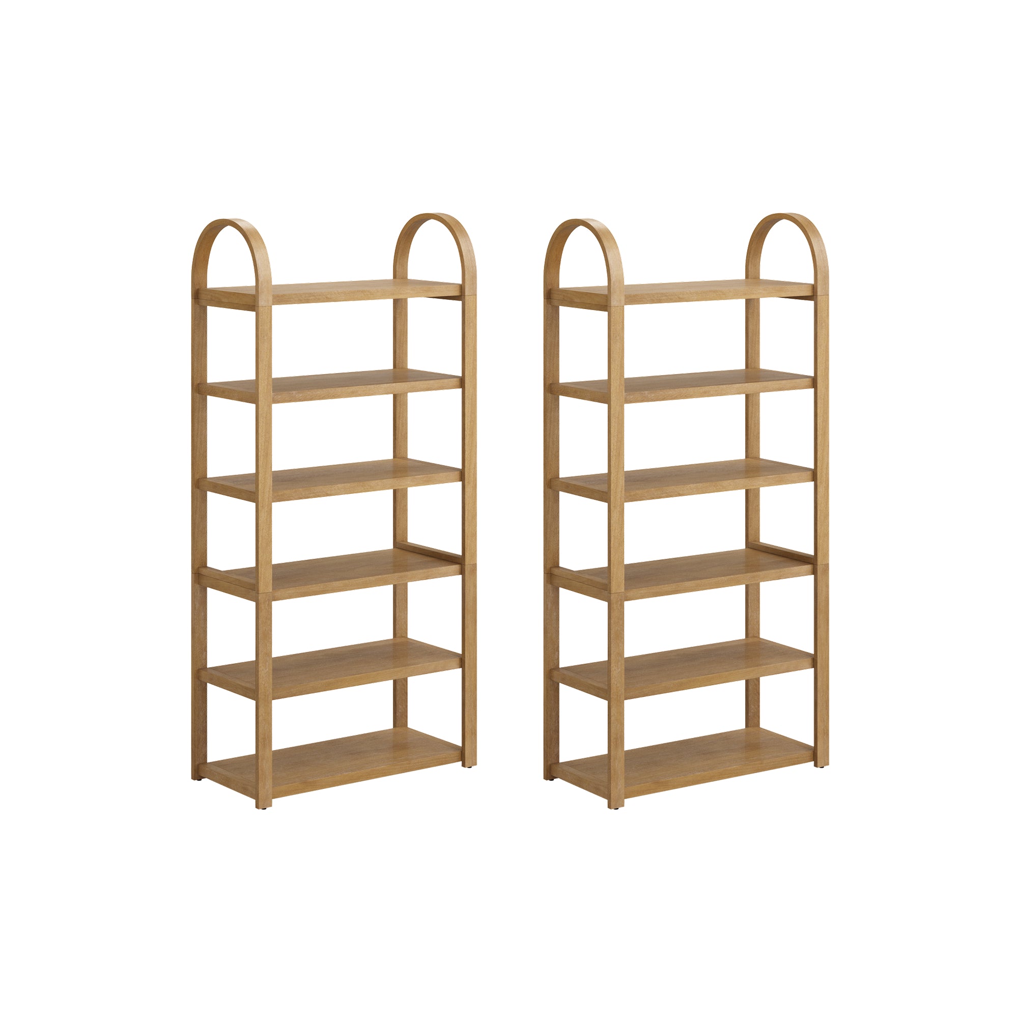 Wooden 6-Tier Arched Open Shelf Etagere Bookcase (Set of 2) - Nathan James