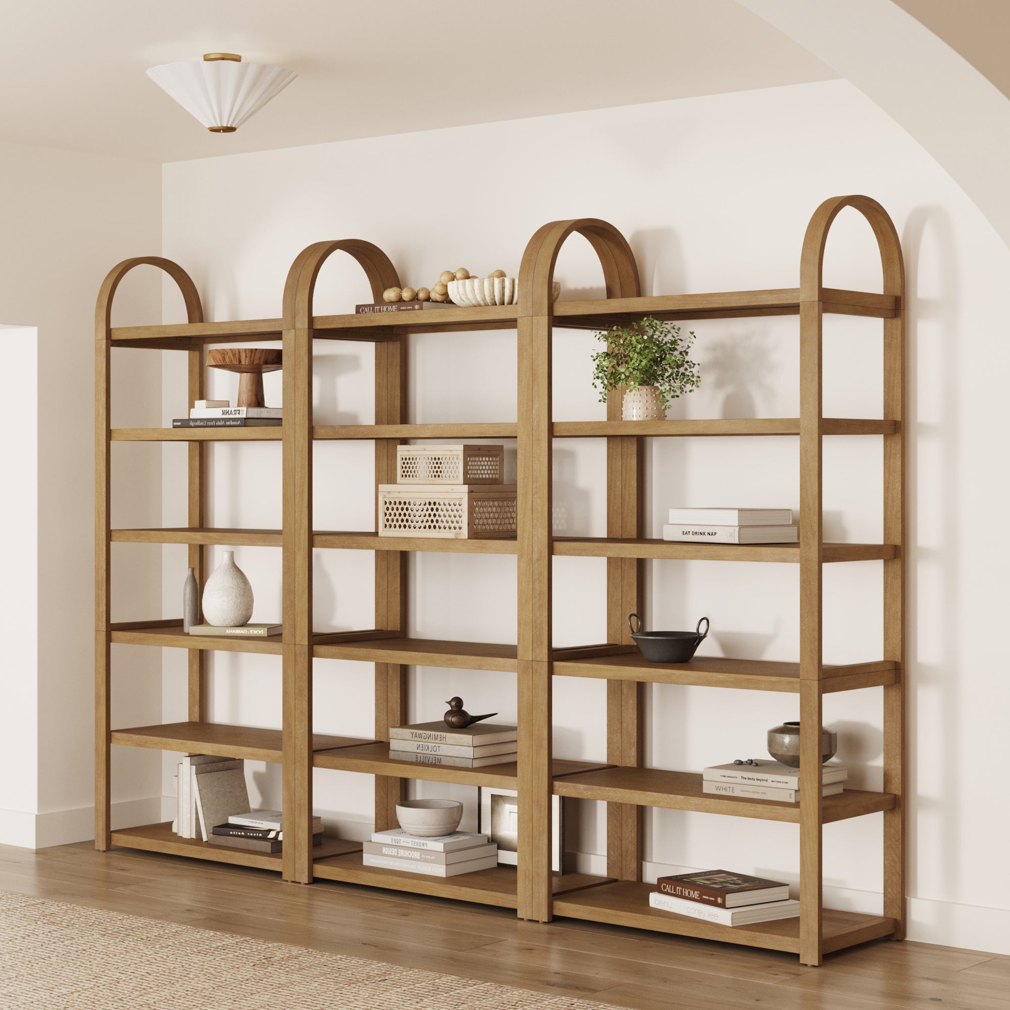 Wooden 6-Tier Arched Open Shelf Etagere Bookcase (Set of 3) - Nathan James