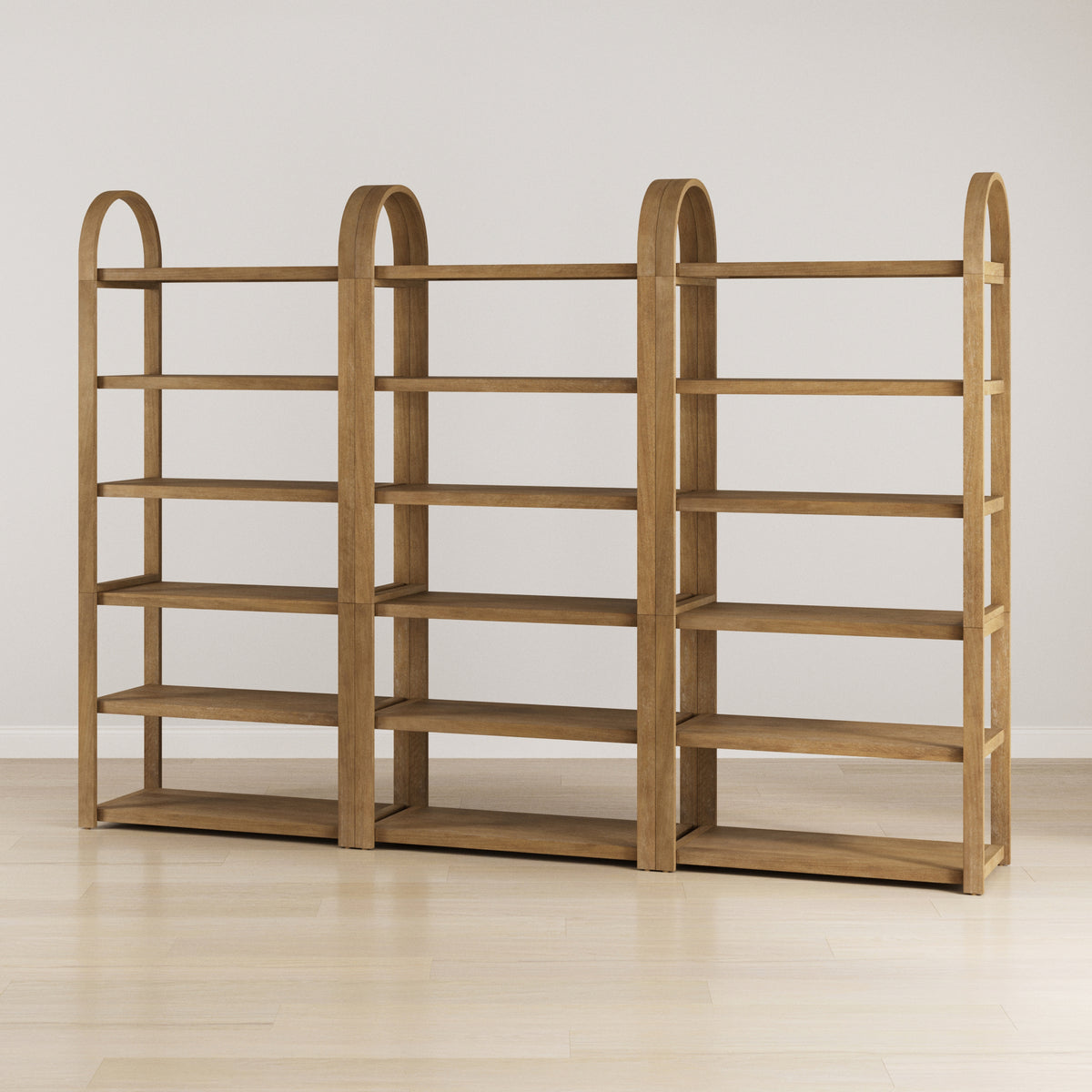 Wooden 6-Tier Arched Open Shelf Etagere Bookcase (Set of 3)