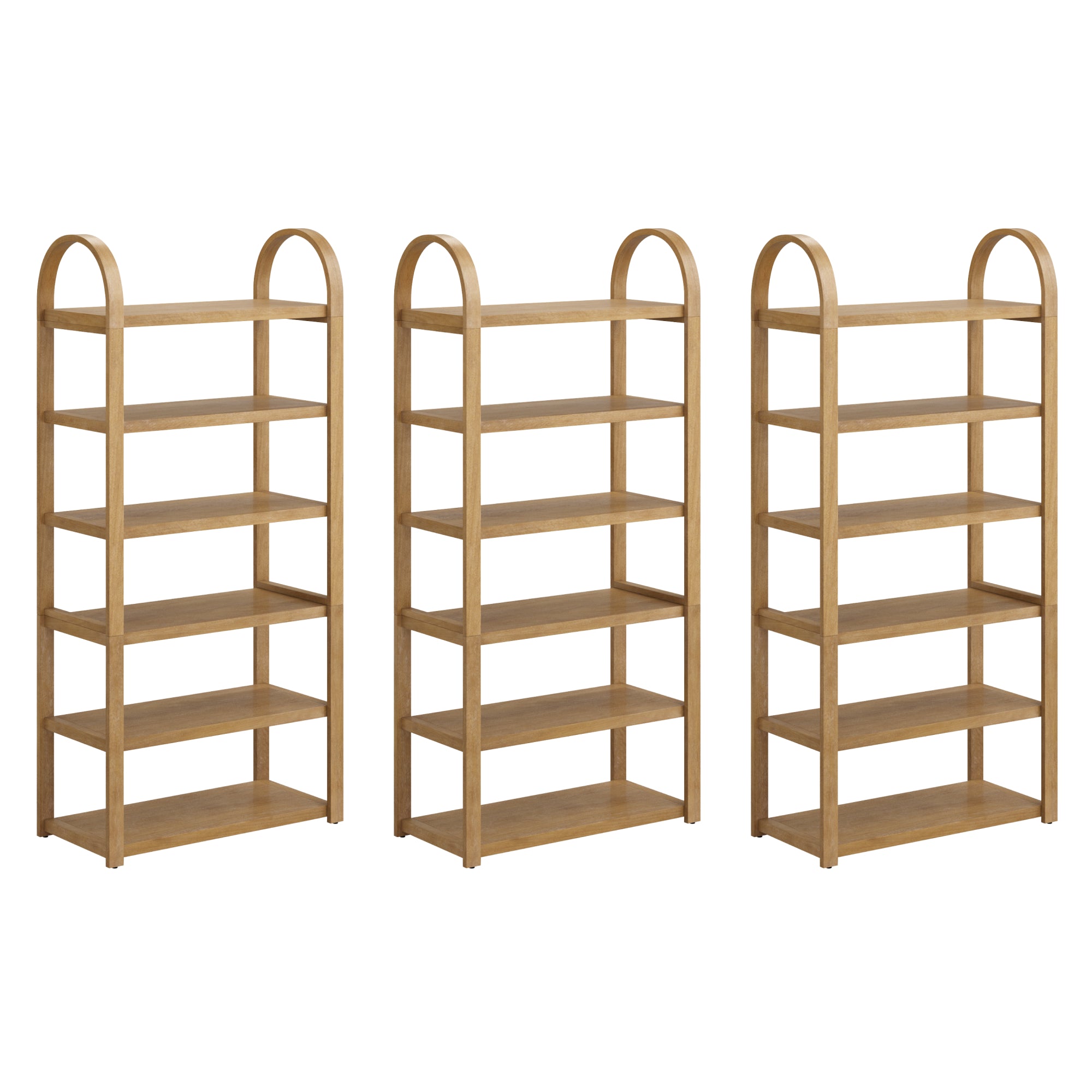 Wooden 6-Tier Arched Open Shelf Etagere Bookcase (Set of 3) - Nathan James