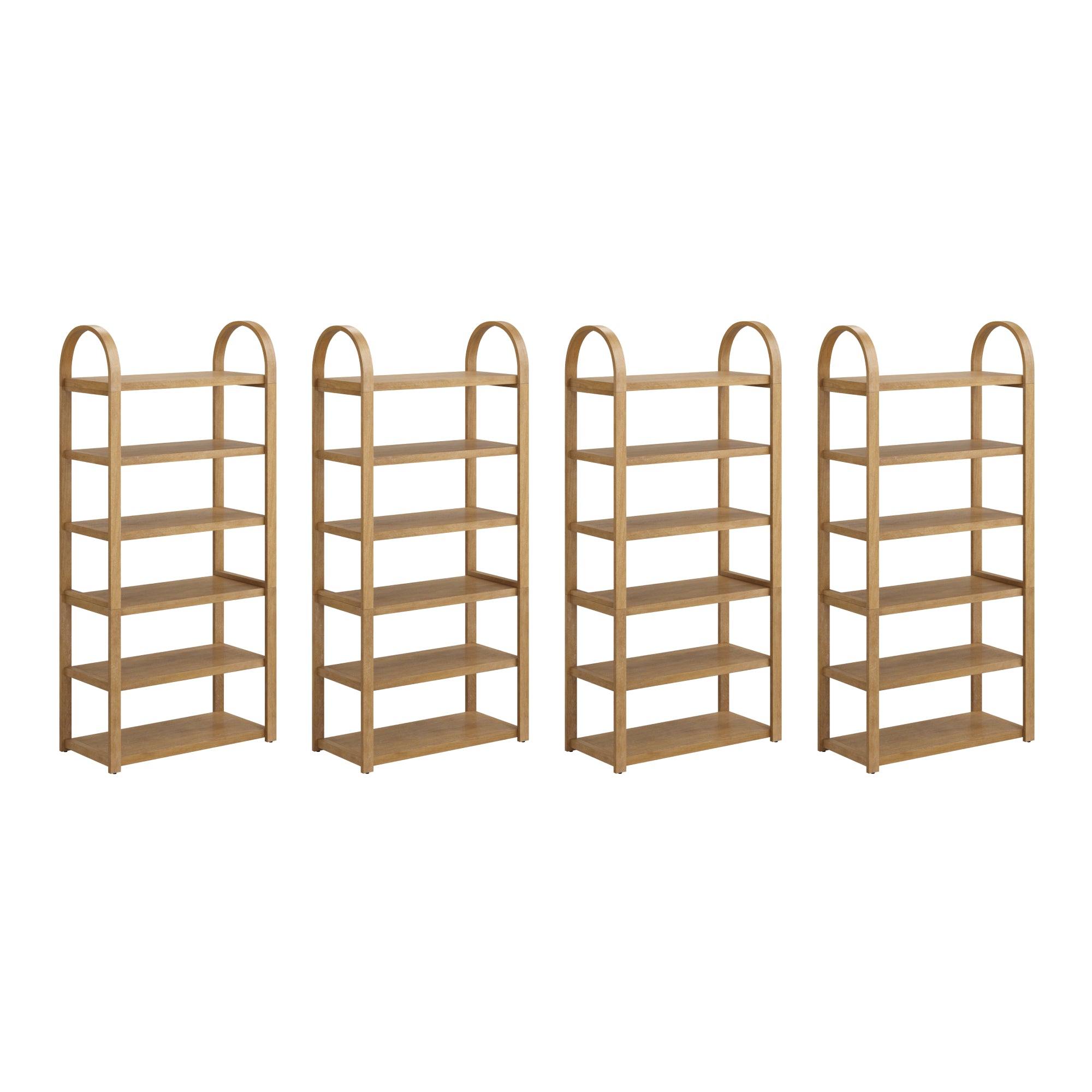 Wooden 6-Tier Arched Open Shelf Etagere Bookcase (Set of 4) - Nathan James