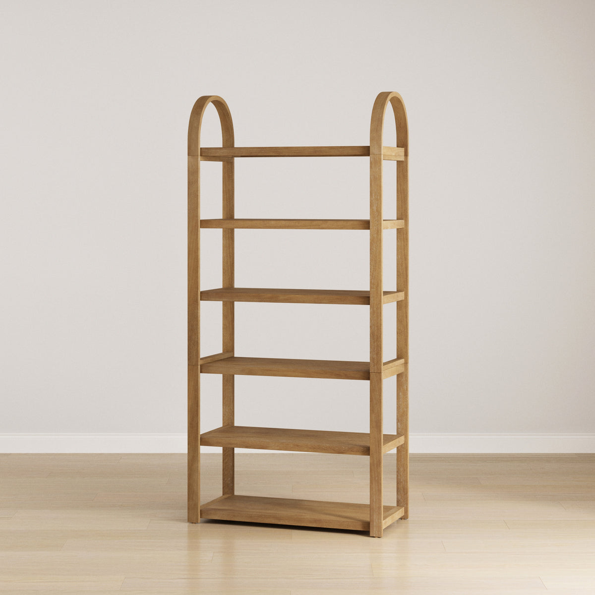Wooden 6-Tier Arched Open Shelf Etagere Bookcase