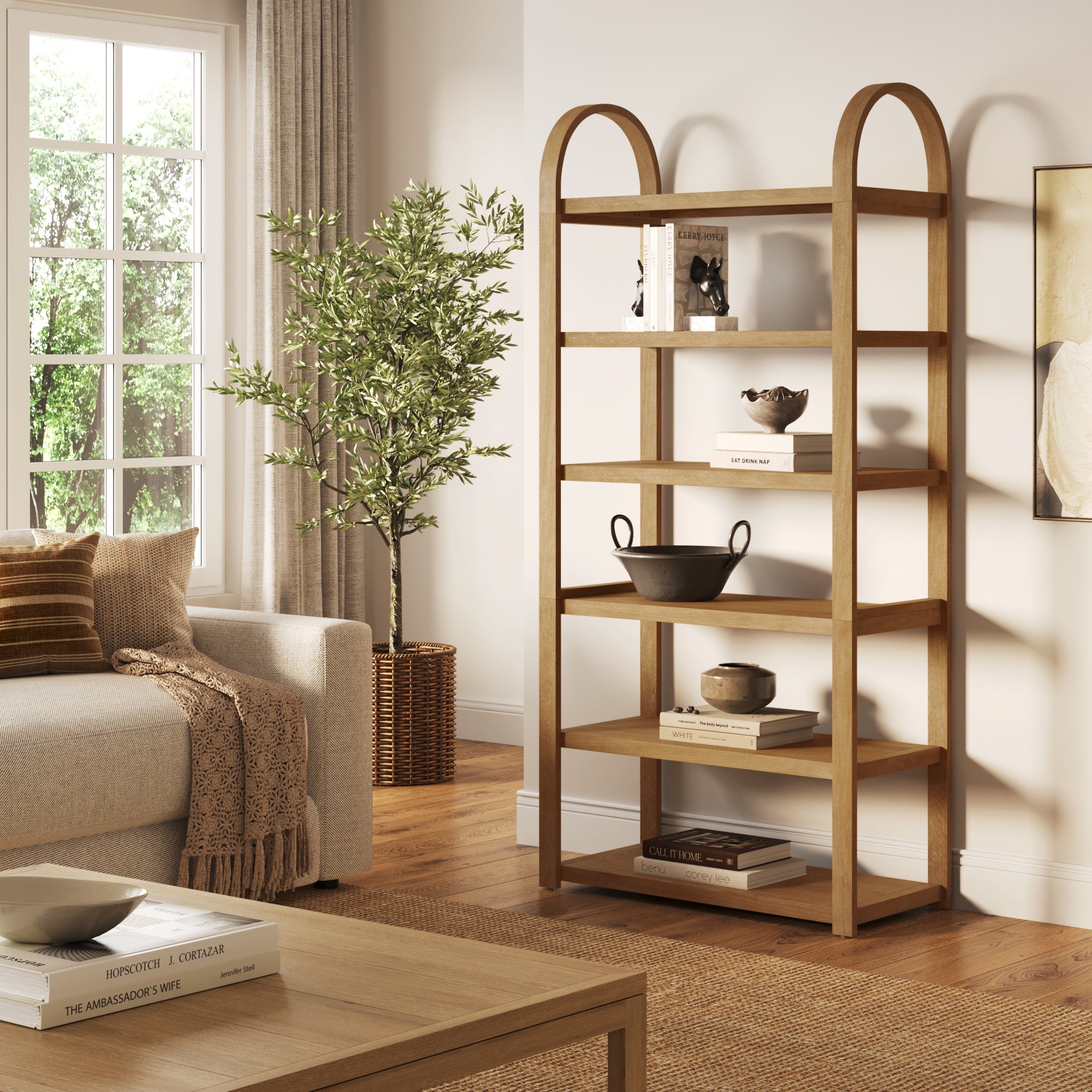 Syd Bookshelf Wooden 6-Tier Arched | Nathan James