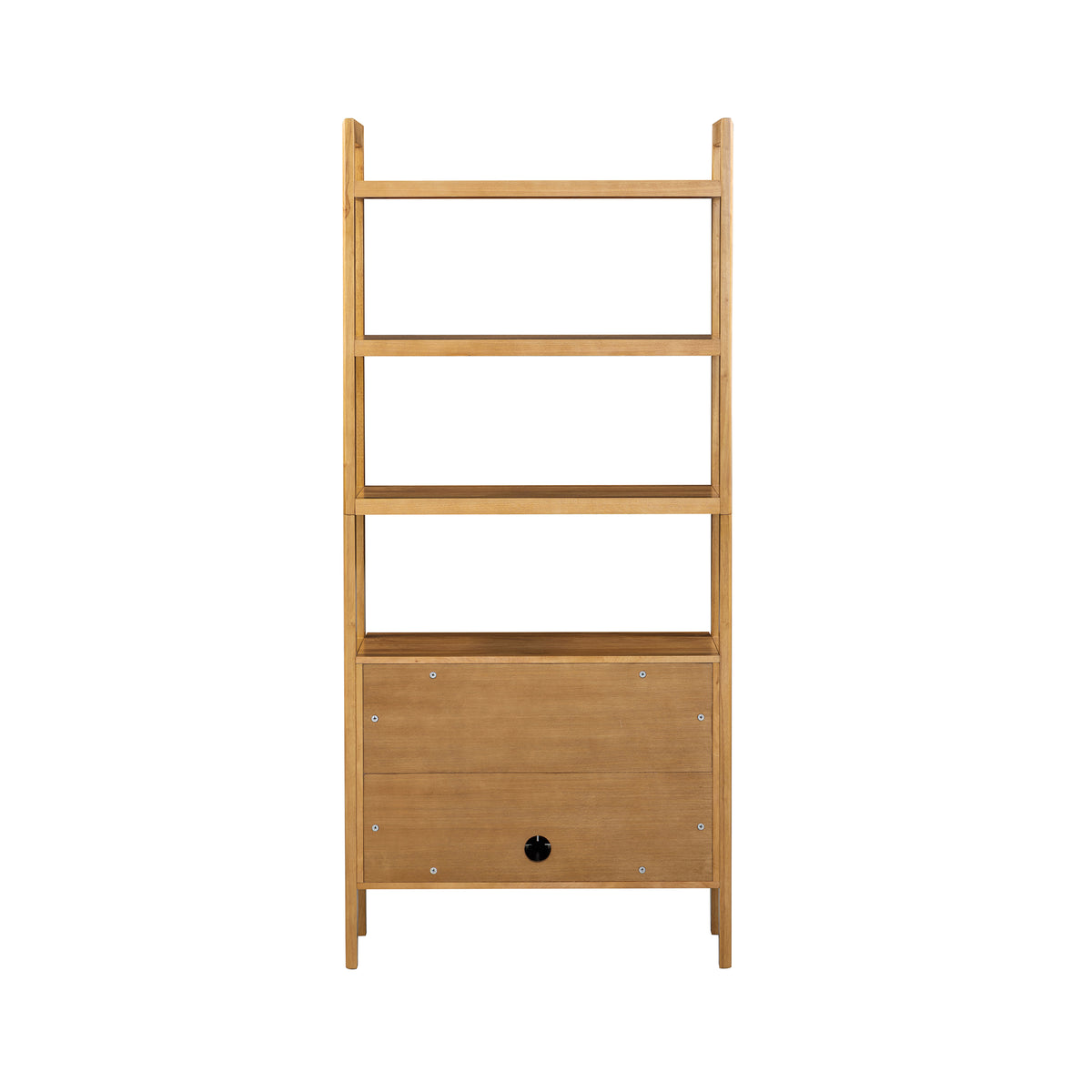 Modern Sculpted Wood Bookshelf with Cabinet Acacia (Set of 4) - Nathan James