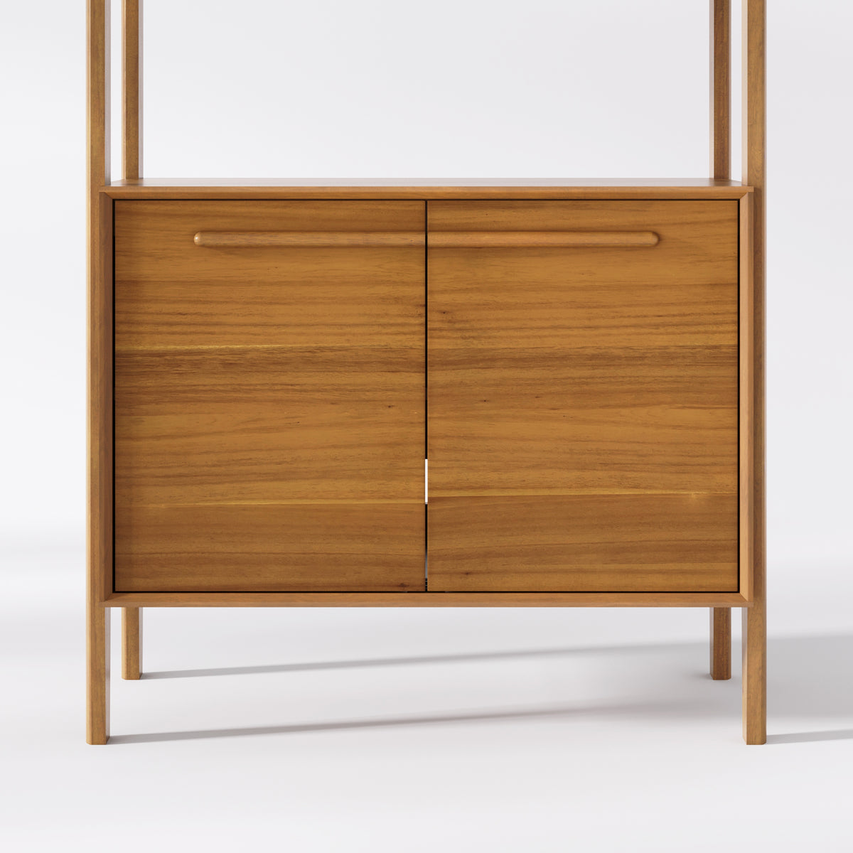 Modern Sculpted Wood Bookshelf with Cabinet Acacia (Set of 4) - Nathan James