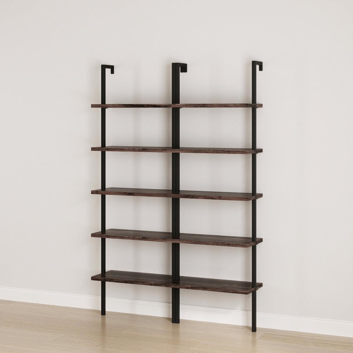 5-Shelf Ladder Wall Bookshelves Nutmeg (Set of 2) - Nathan James