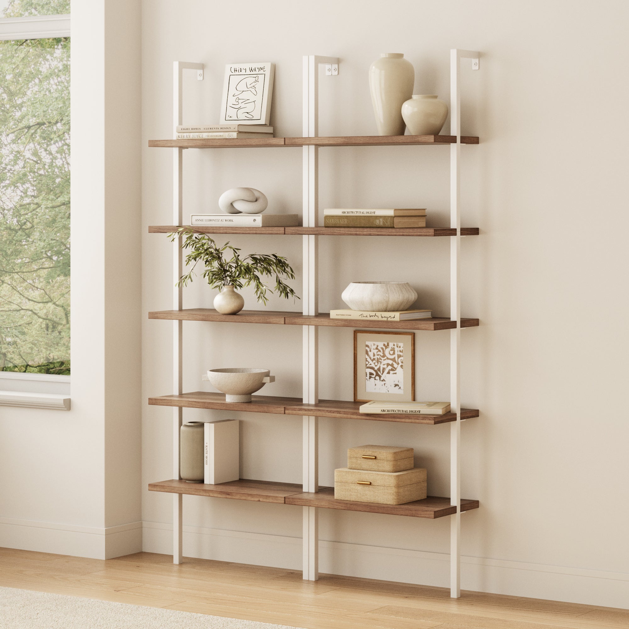 shelf 洋書コレクター様 リクエスト 3点 まとめ商品 Theo Bookshelf Oak Matte White Set of 2 | Nathan James
