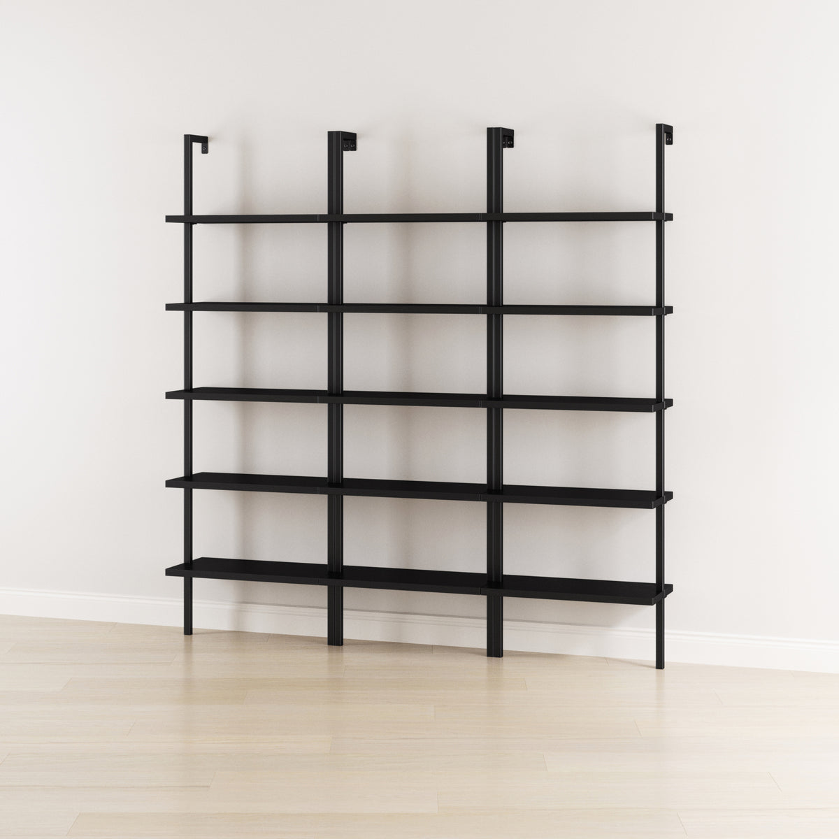5-Shelf Ladder Bookshelf Black (Set of 3) - Nathan James