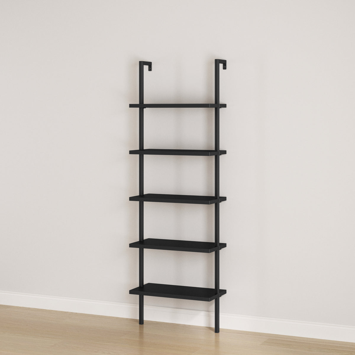 5-Shelf Ladder Bookshelf Black