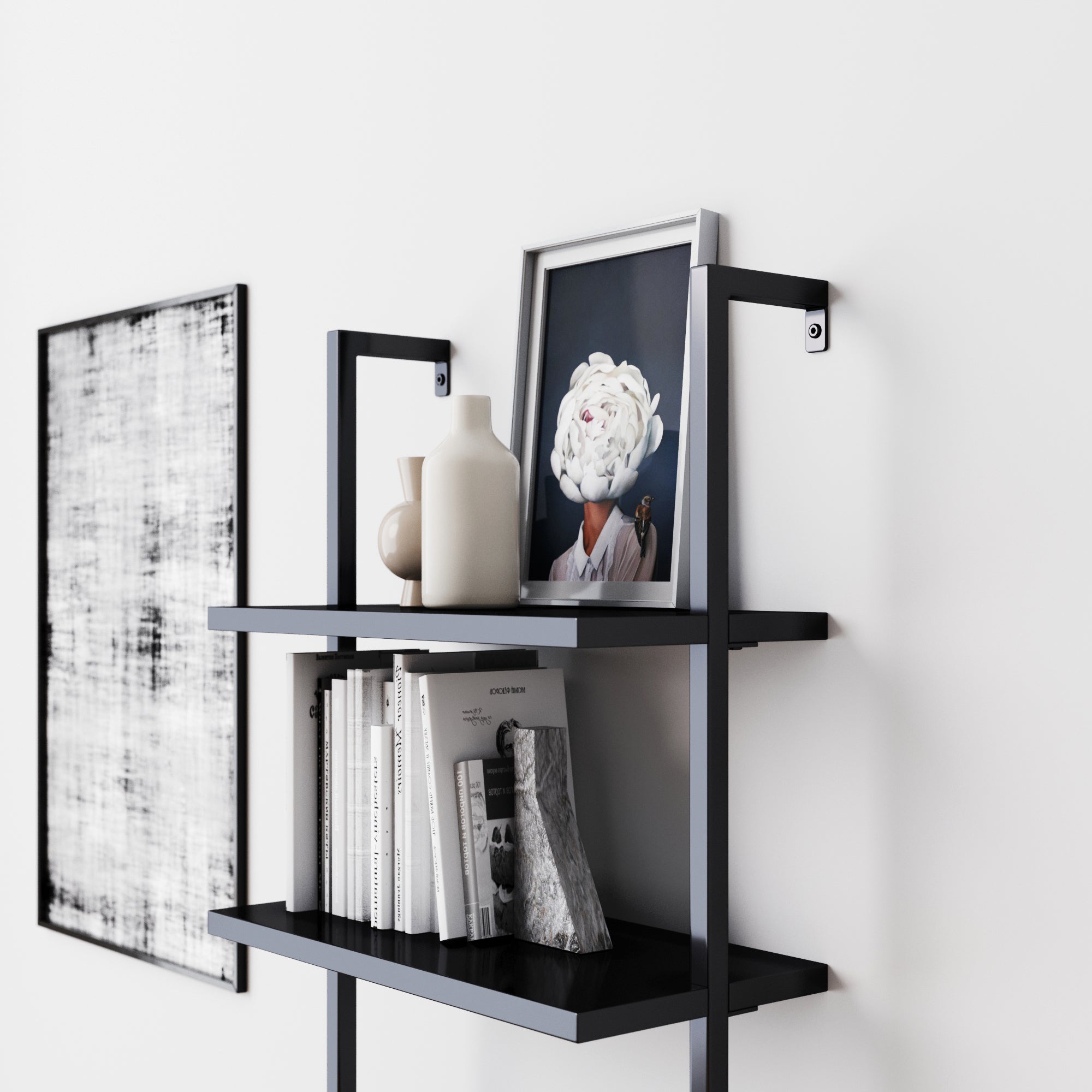 Theo Bookshelf Metal Black 5-Shelf Ladder | Nathan James