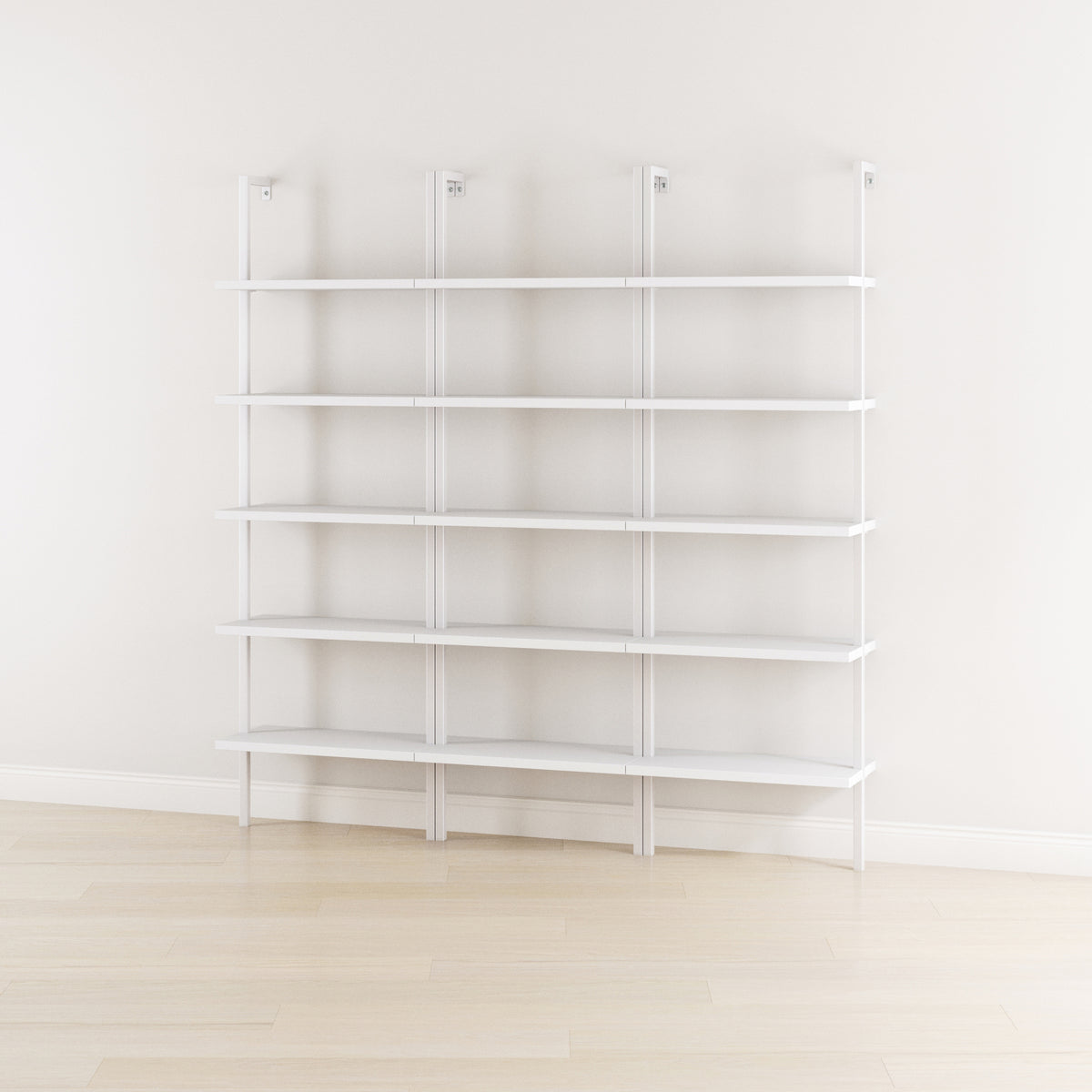 5-Shelf Coastal Ladder Bookshelf White (Set of 3) - Nathan James