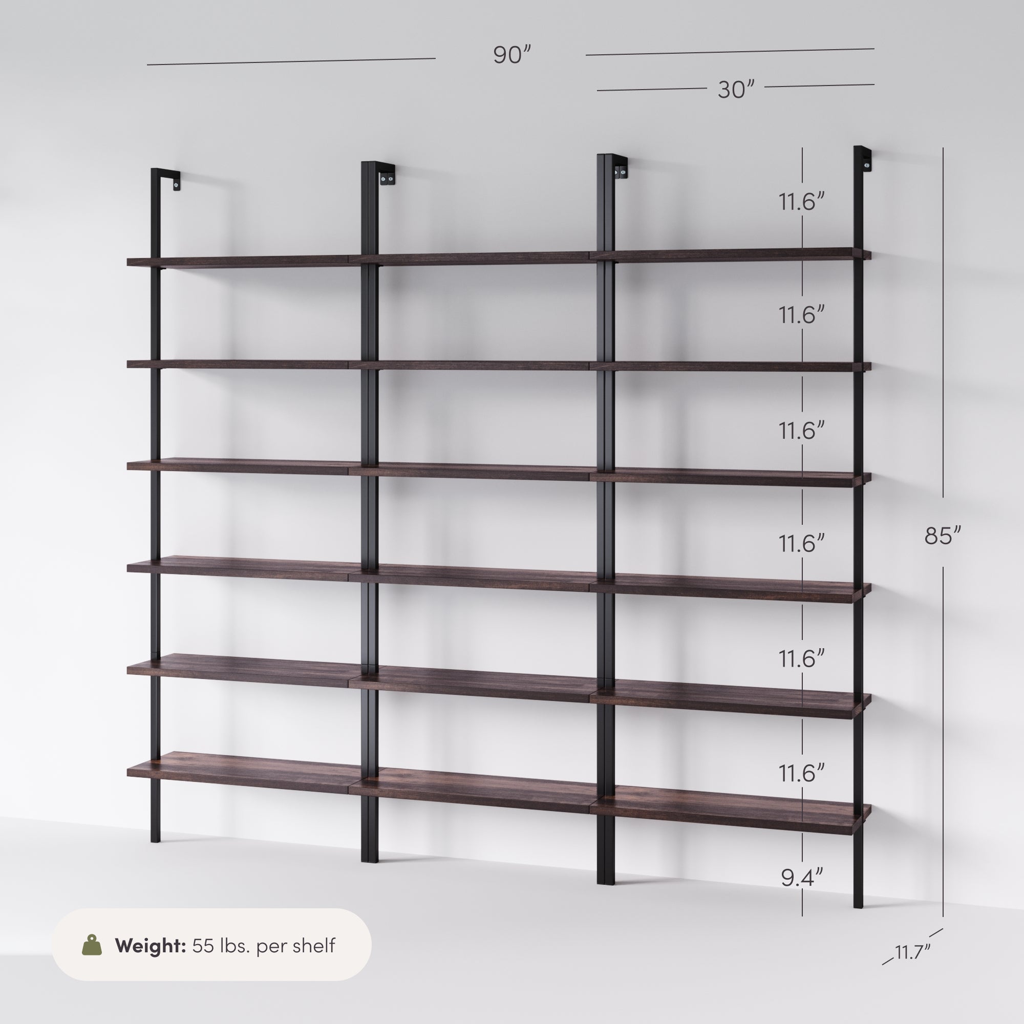 Theo Bookshelf Nutmeg Matte Black Set of 3 | Nathan James