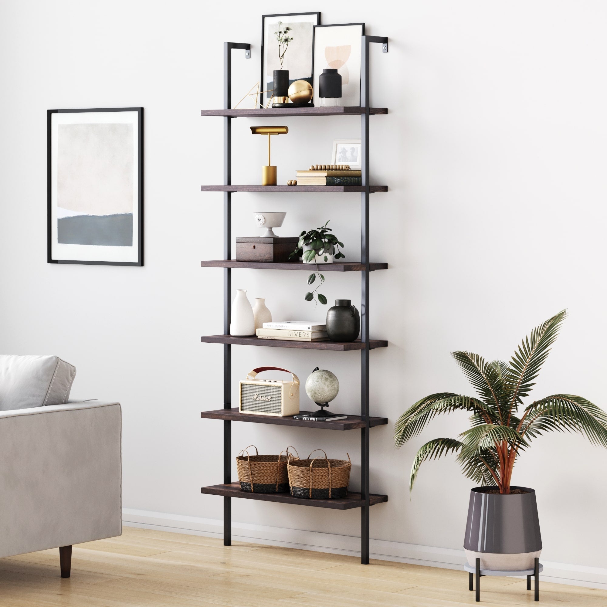 Theo Industrial Ladder Bookshelf Wood & Metal | Nathan James