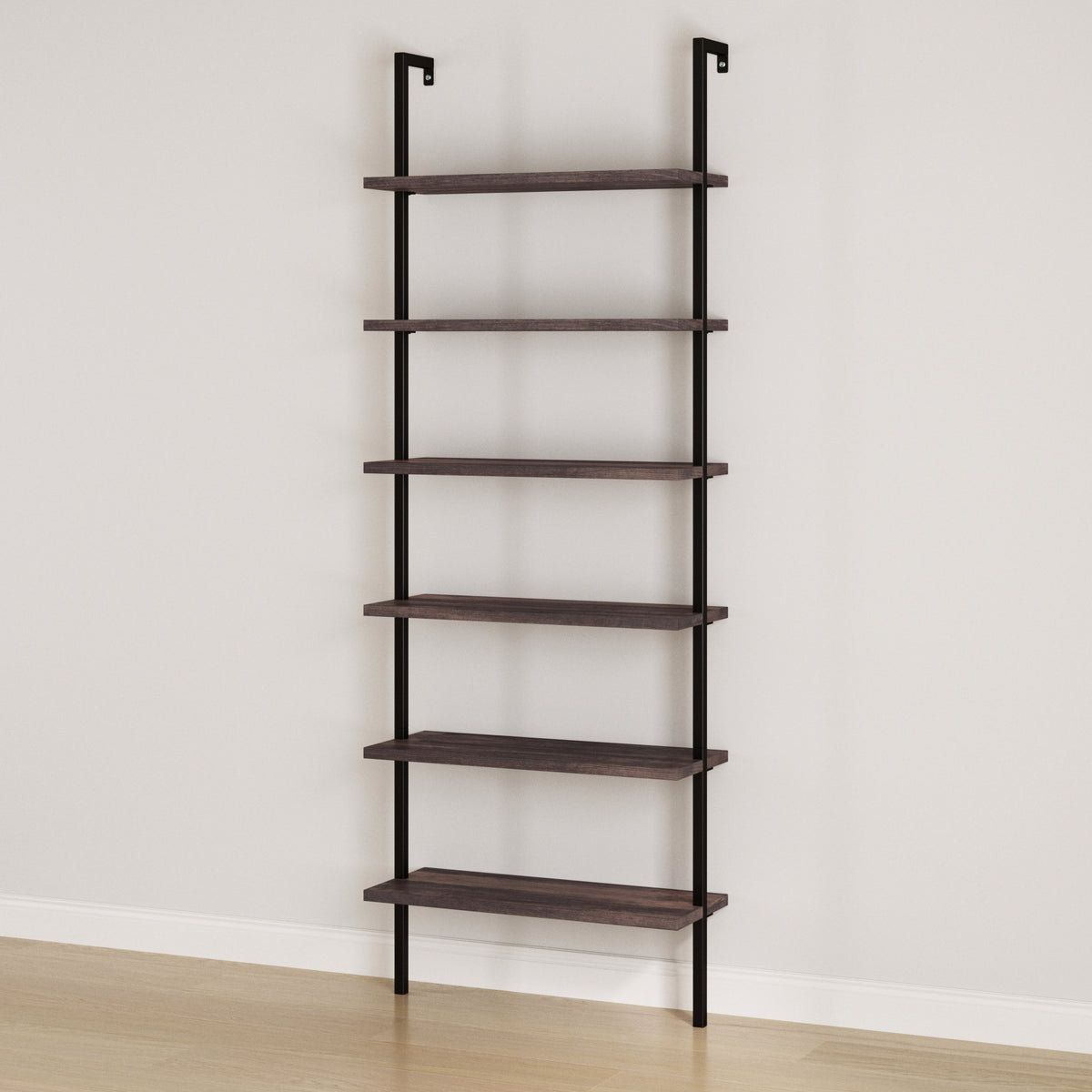 6-Shelf Ladder Bookshelf Nutmeg Matte Black