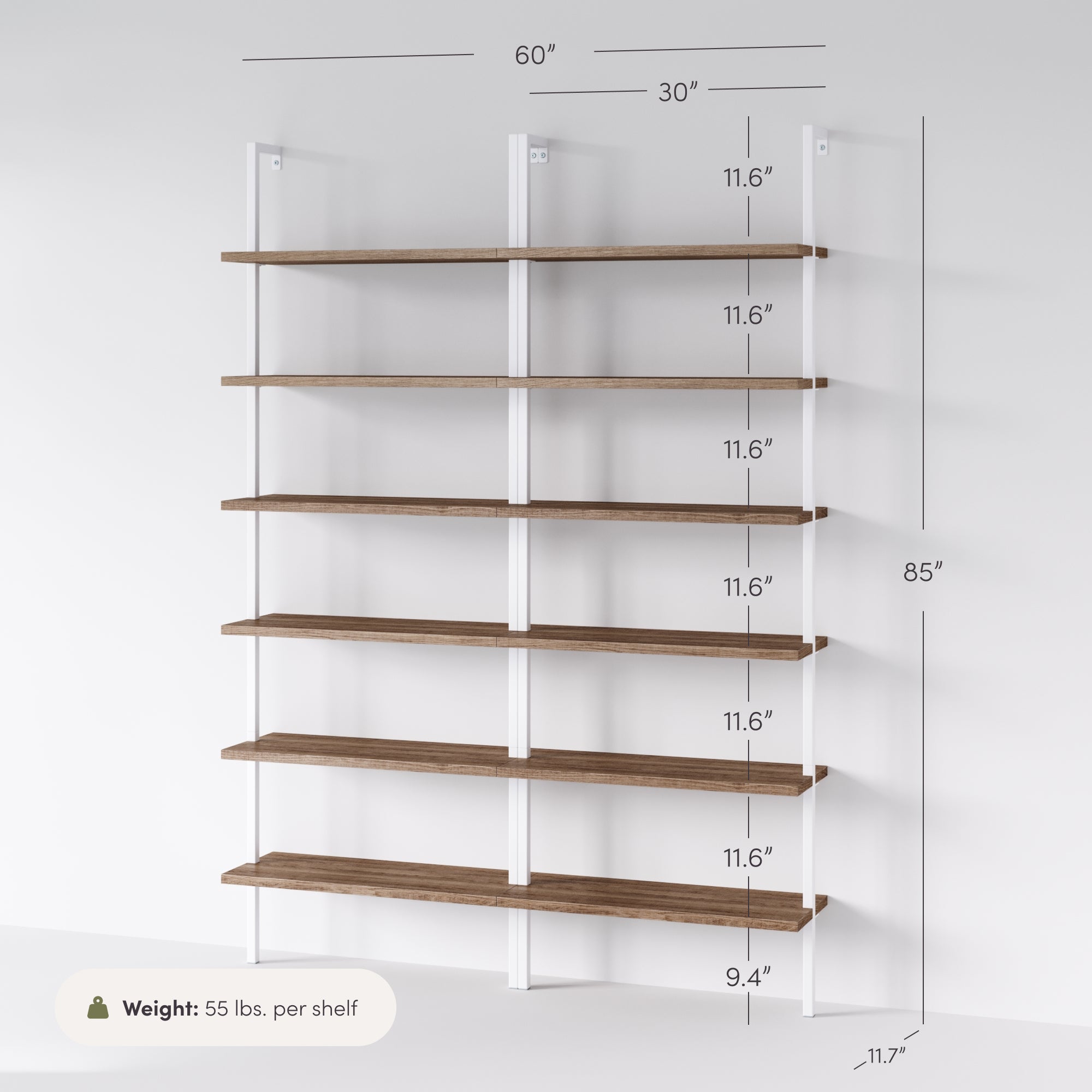 Theo Ladder Matte White Bookshelf Wood & Metal Set of 2 | Nathan James
