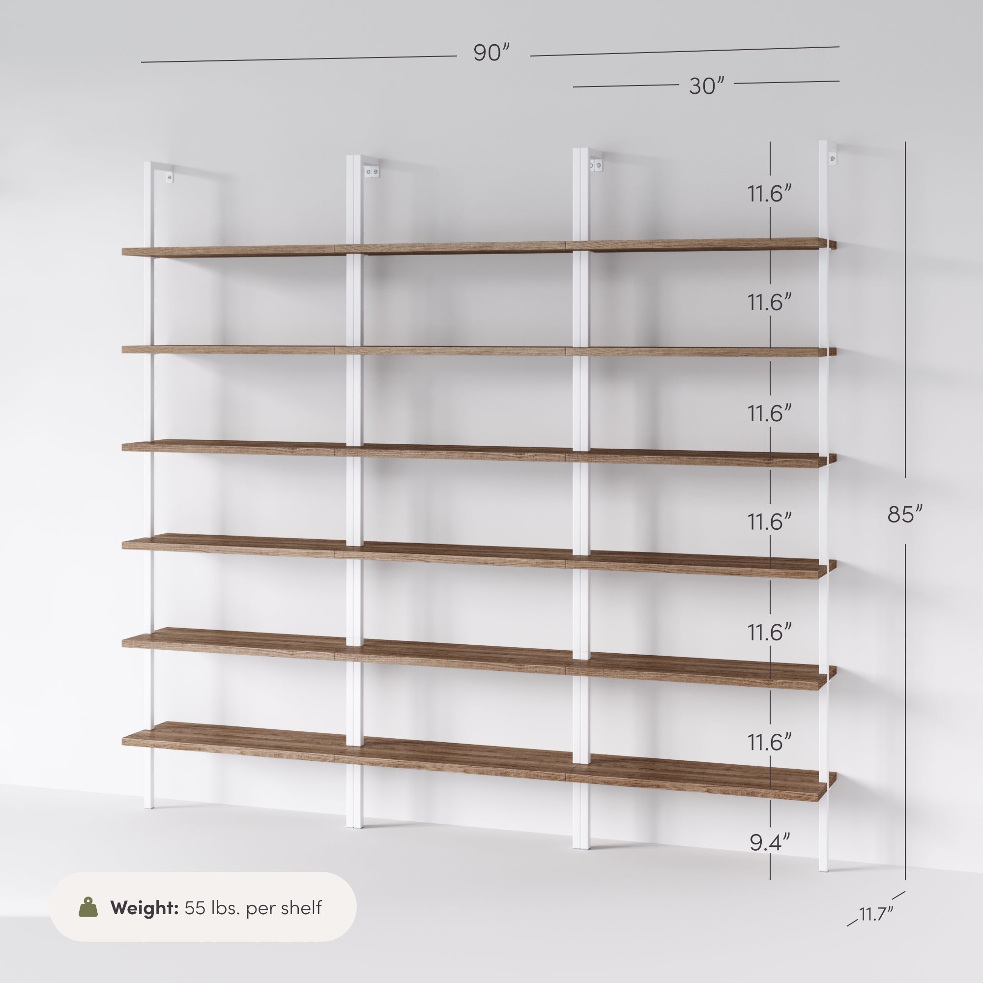 Theo Ladder Matte White Bookshelf Wood & Metal Set of 3 | Nathan James