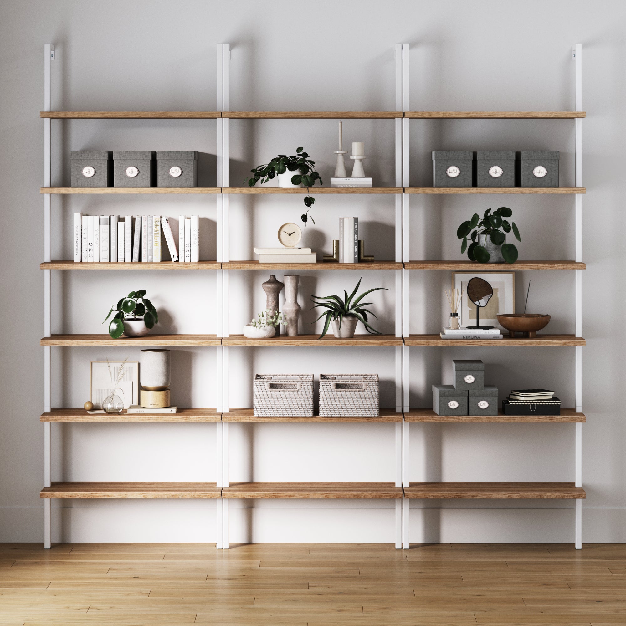 アントステラ　シェルフ Theo Ladder Matte White Bookshelf Wood & Metal Set of 3 | Nathan James