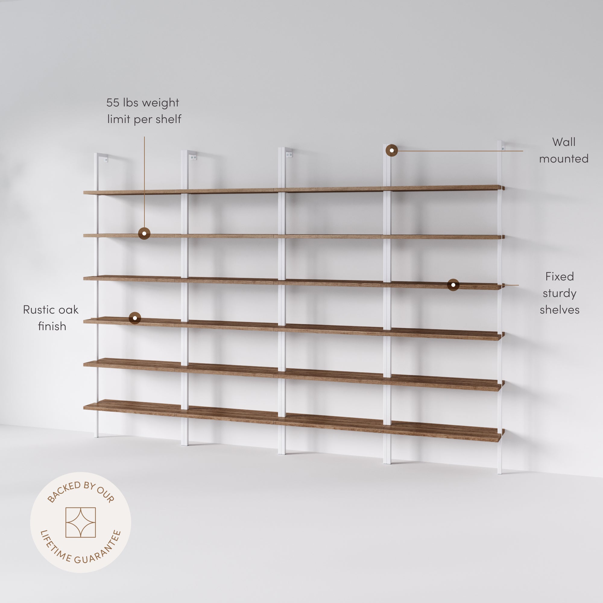 Theo Bookshelf Oak Matte White 6-Shelf Set of 4 | Nathan James