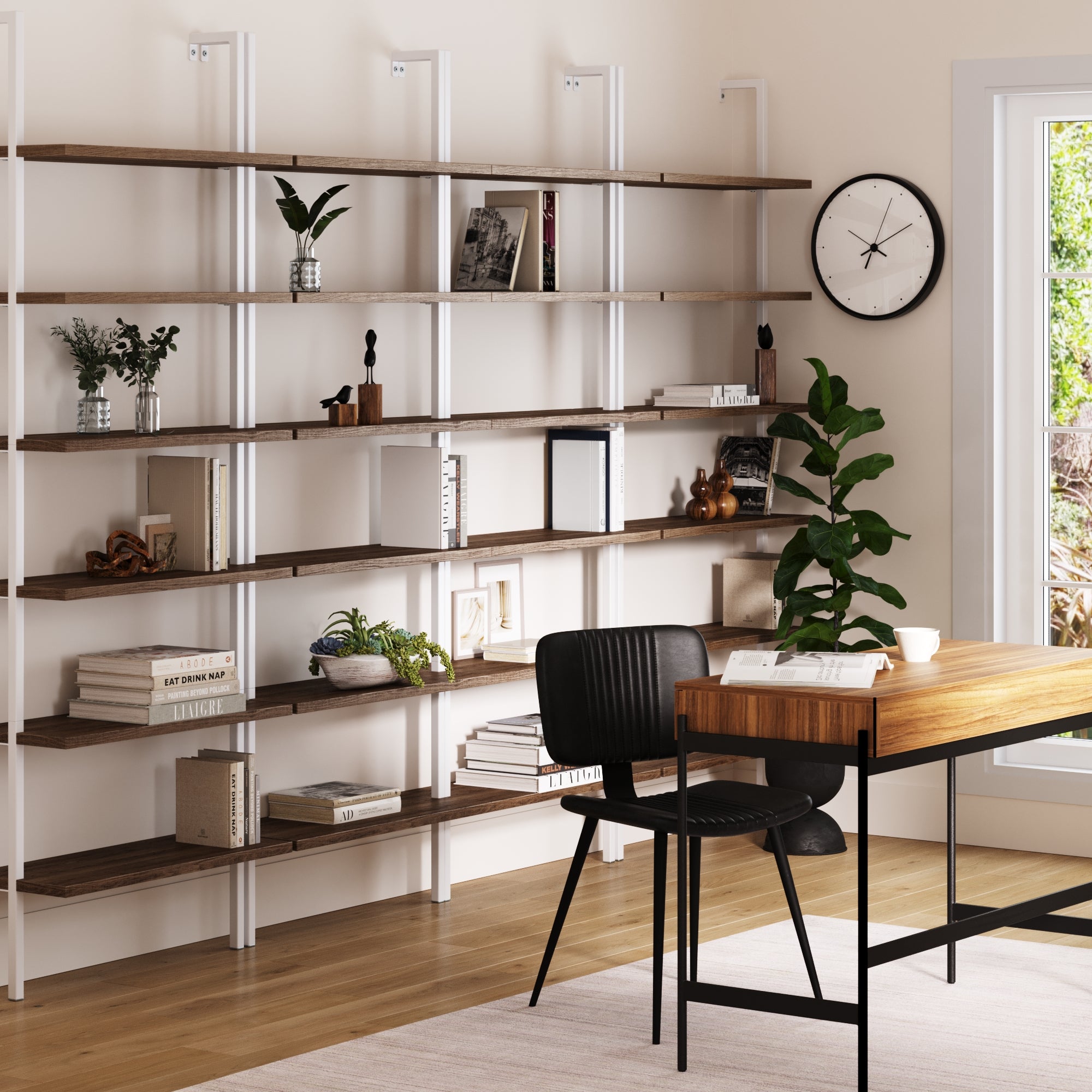 6-Shelf Bookcase Oak Matte White Set of 4